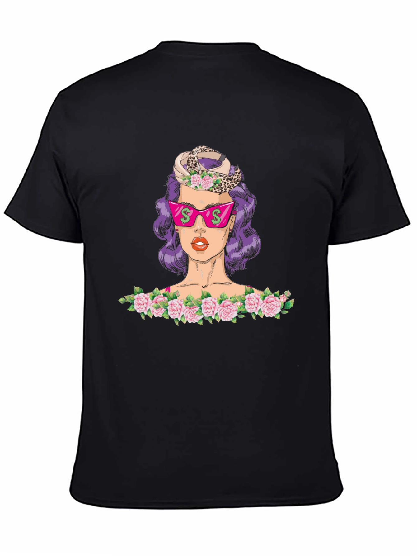 Black T-Shirt with Funky Pop Art Design