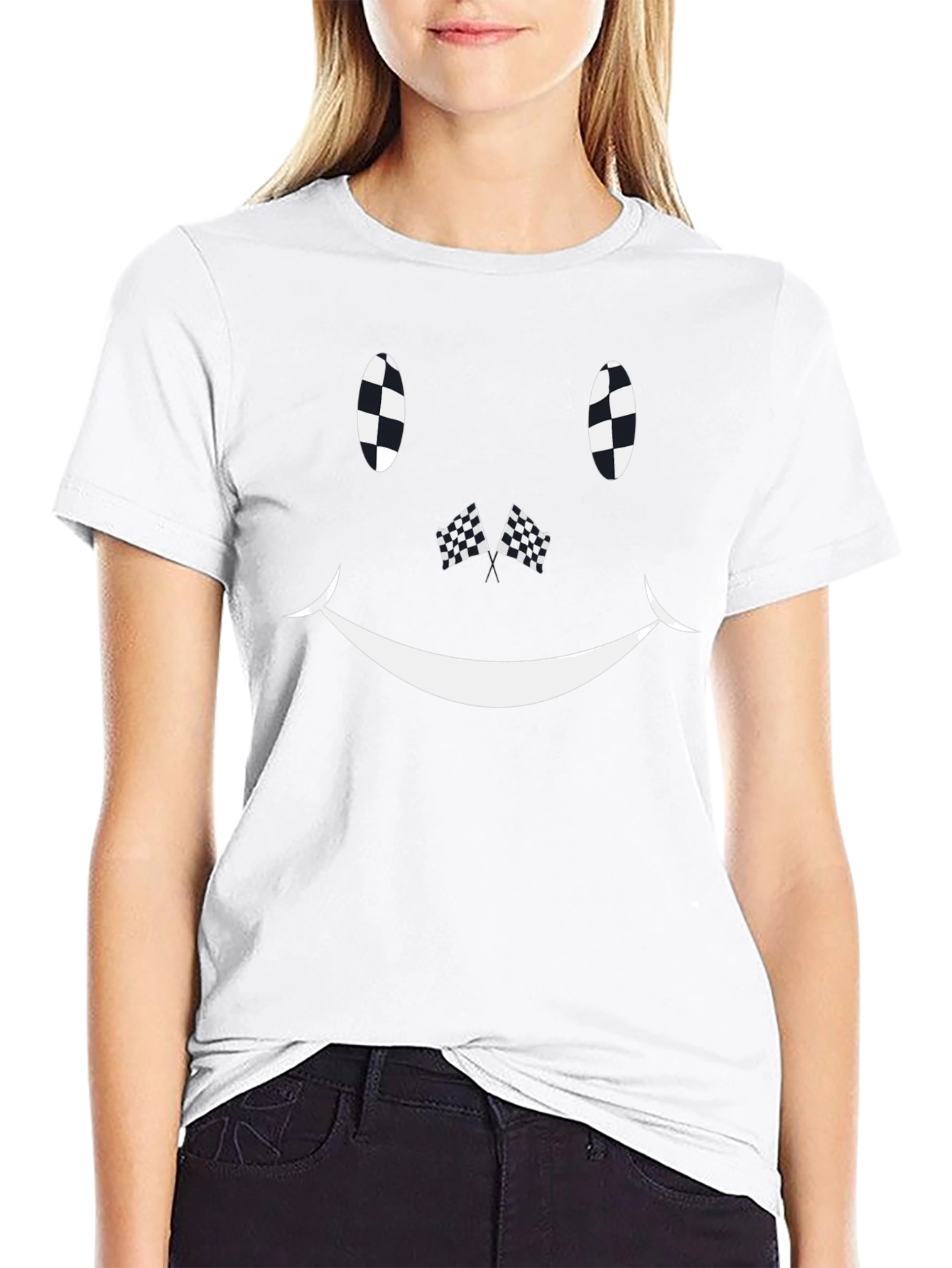 Checkered Flag Smiley Face T-Shirt