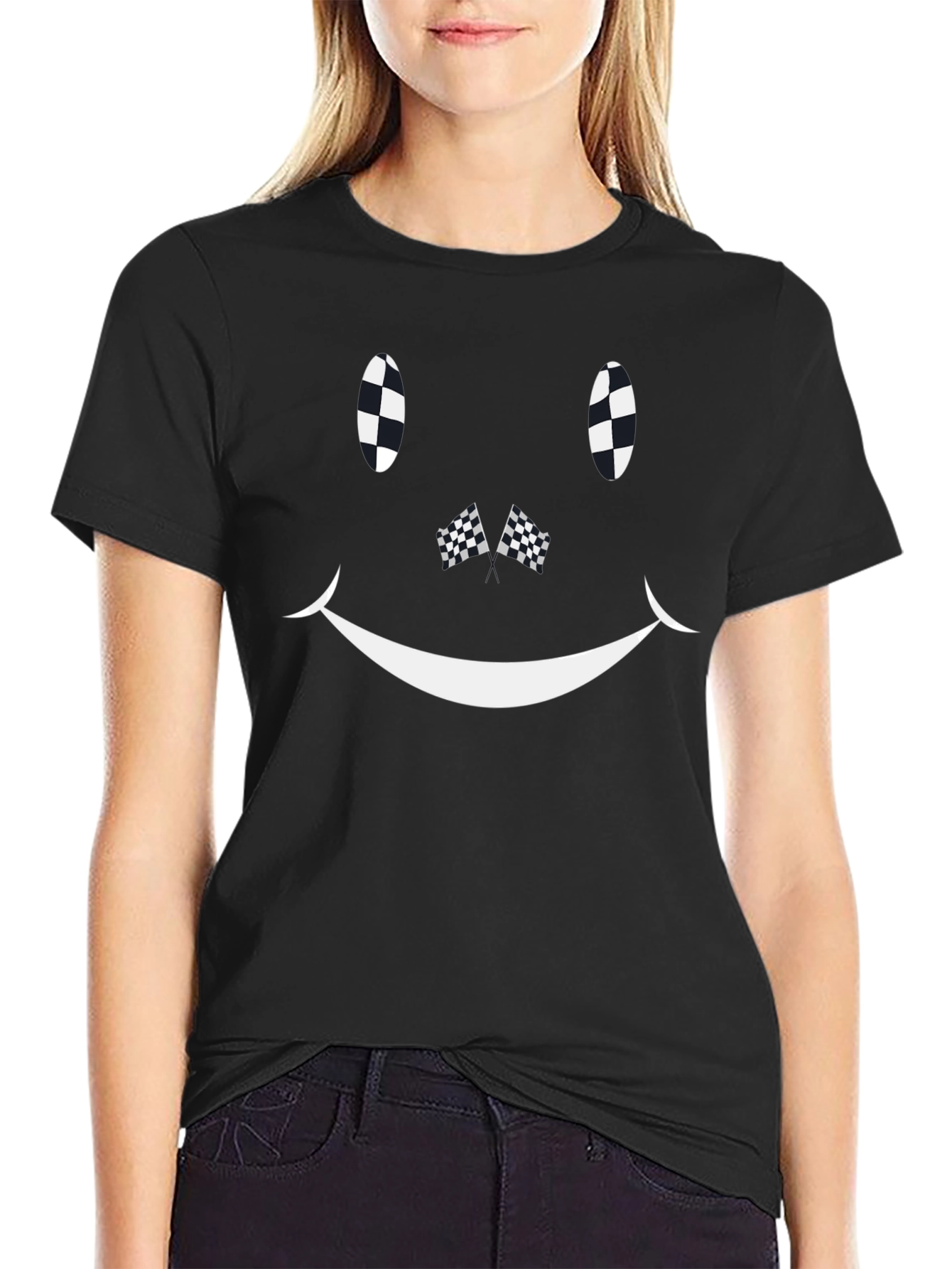 Checkered Flag Smiley Face T-Shirt