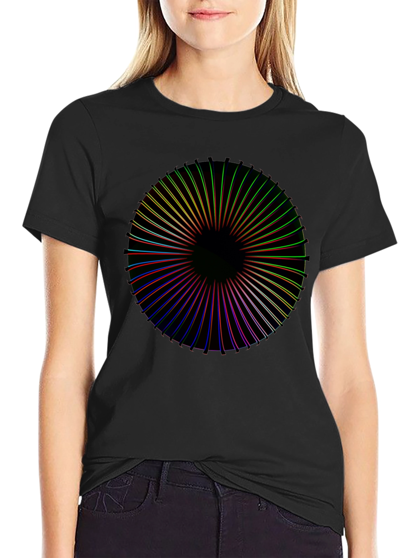 Abstract Spectrum Graphic Black T-Shirt