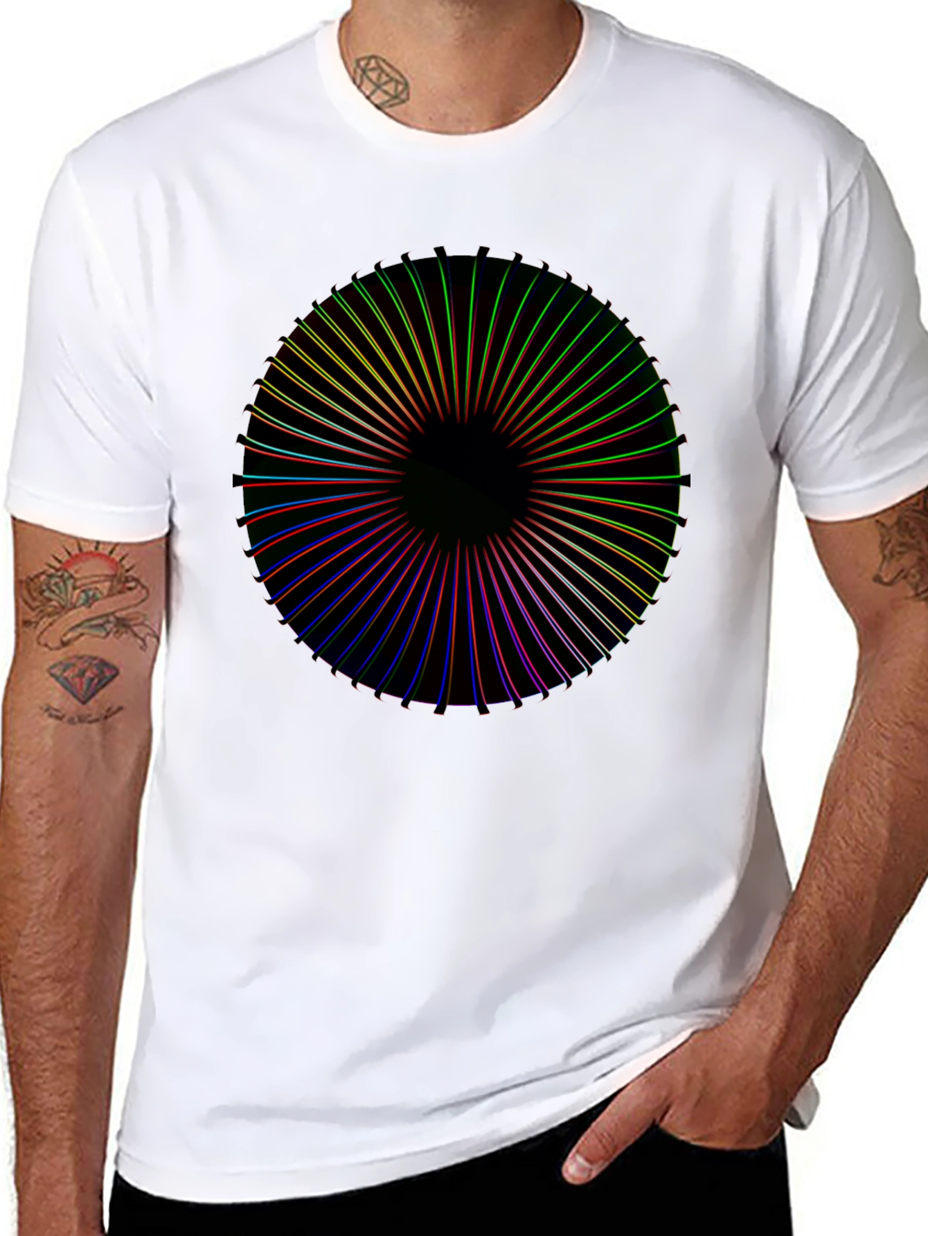 Abstract Spectrum Graphic Black T-Shirt