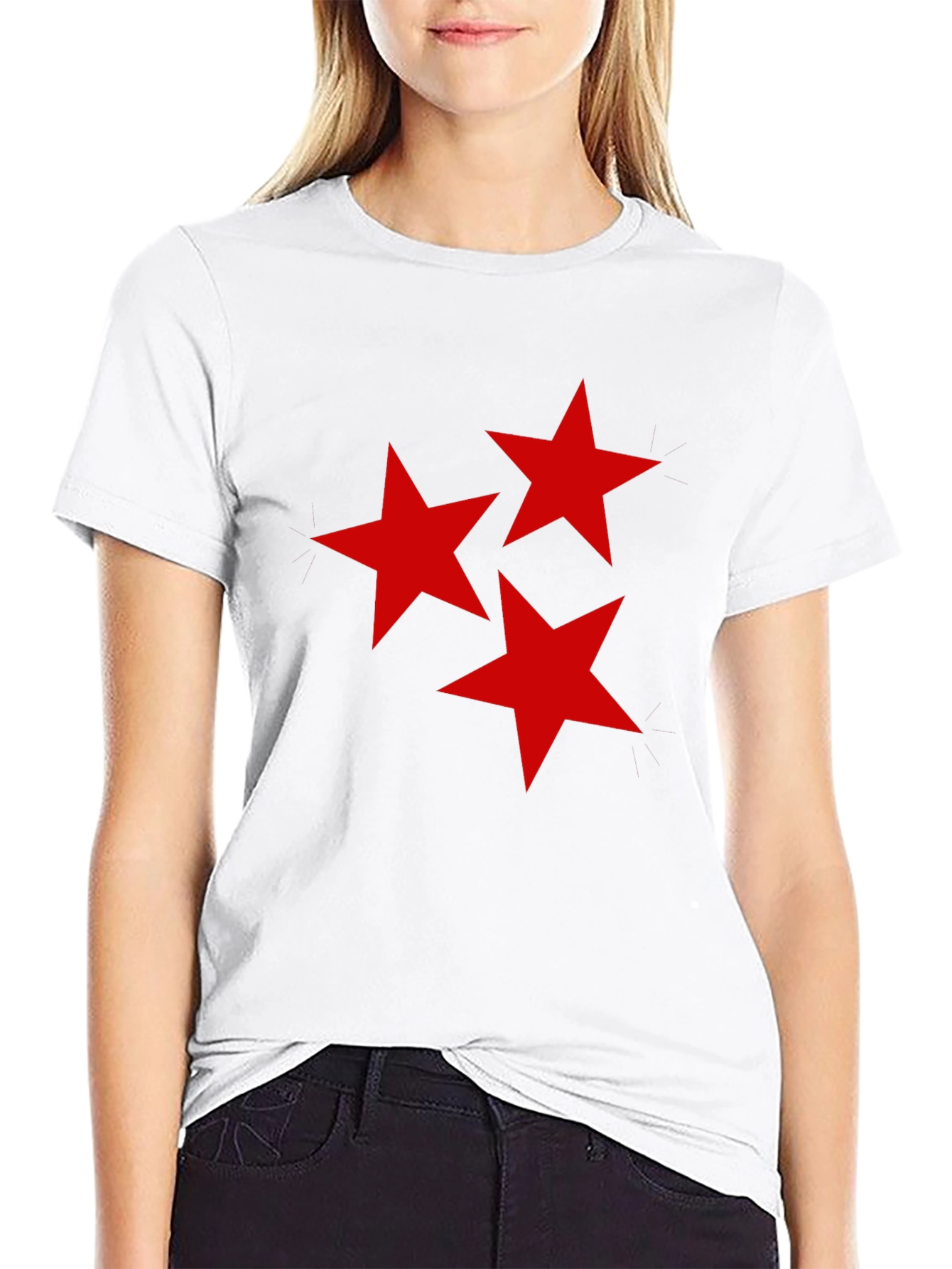 Red Star Design Black T-Shirt