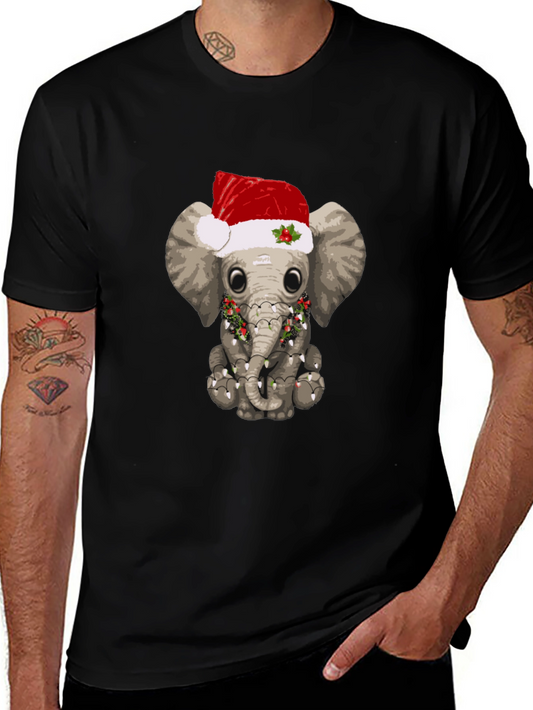 Festive Elephant T-Shirt - Holiday Animal Tee