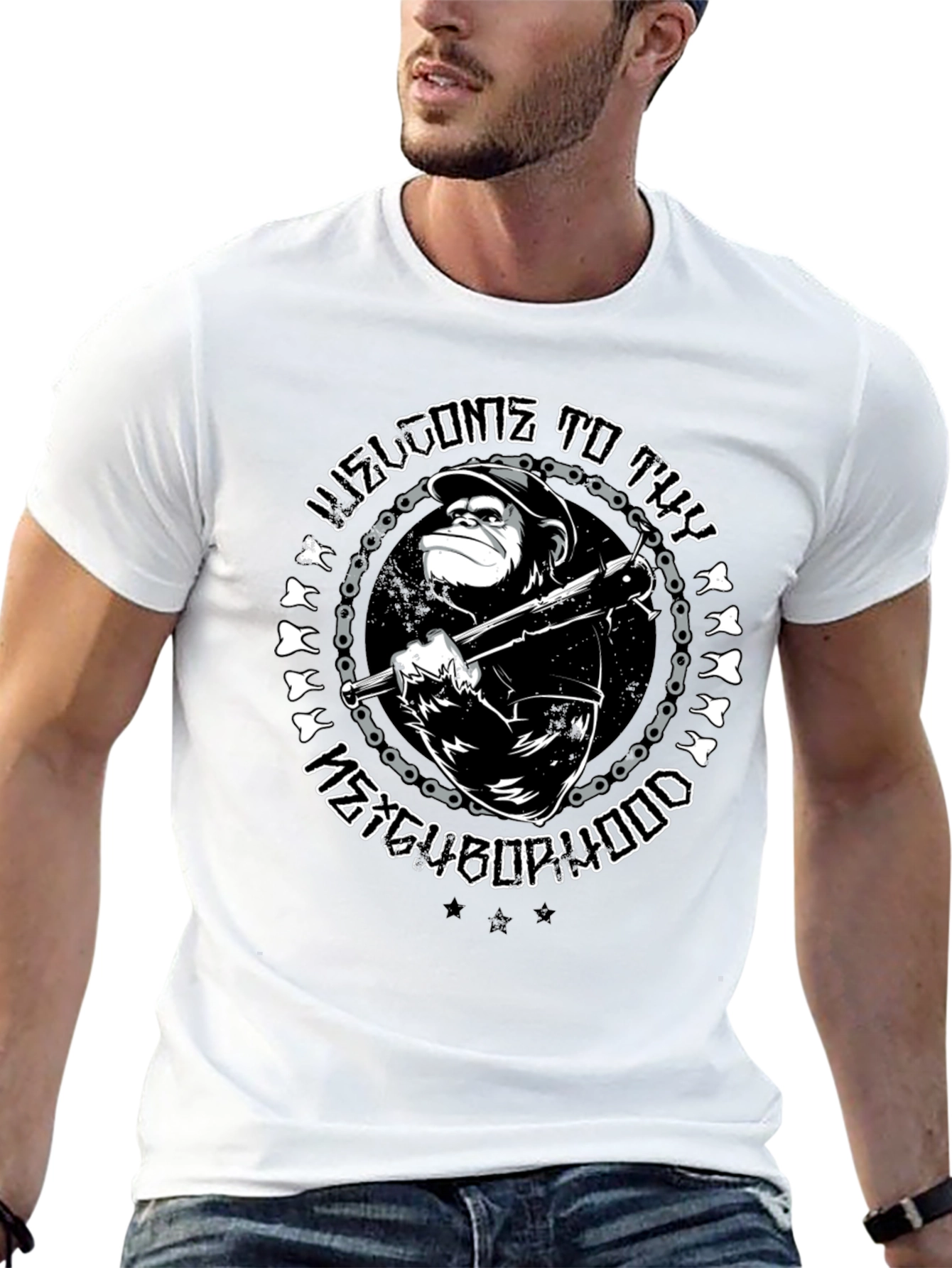 Welcome to the Neighborhood Monkey Graphic Tee