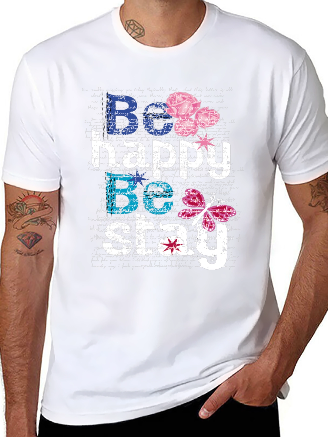 Be Happy Be Stay Black Graphic T-Shirt