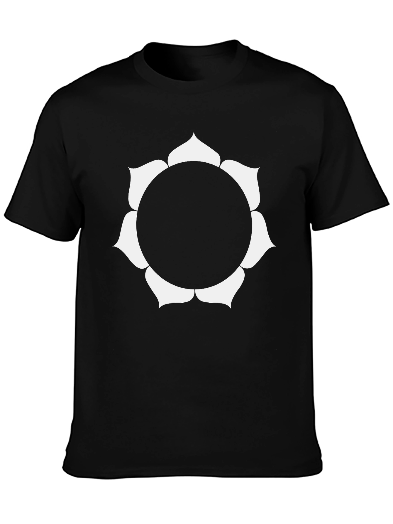 Black T-Shirt with White Floral Design