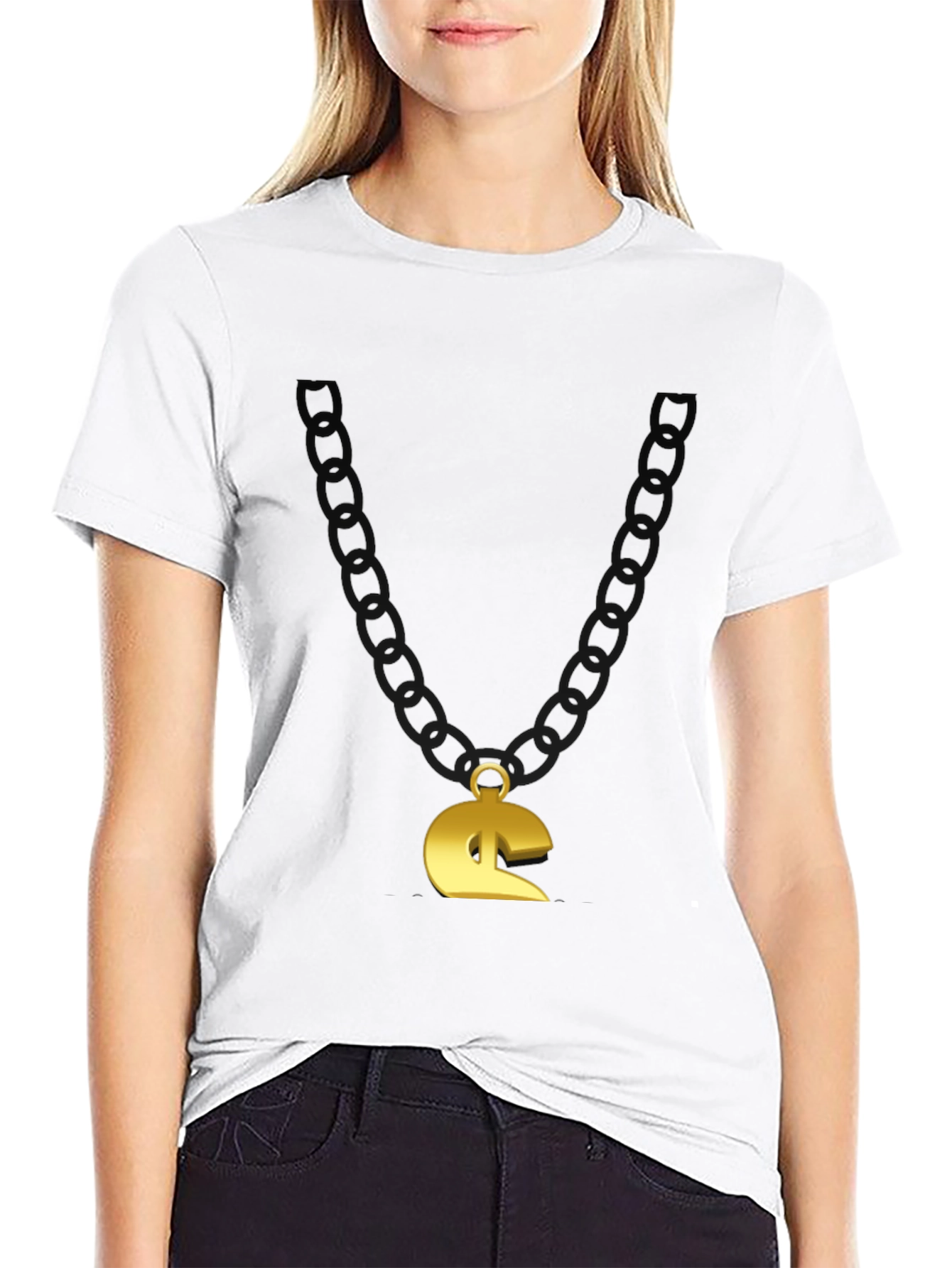 Gold Chain Pendant T-Shirt - Mens Novelty Graphic Tee