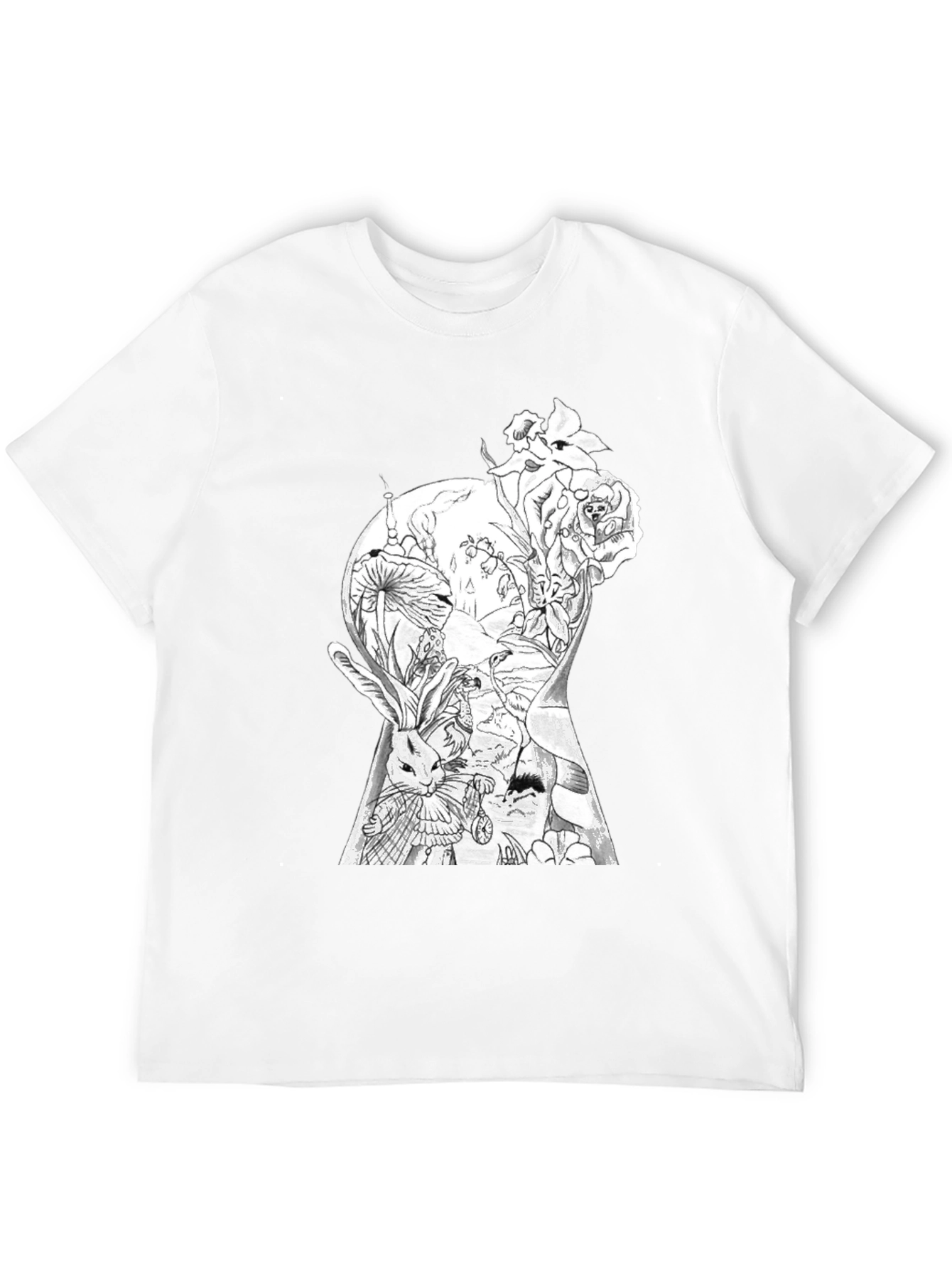 Alice in Wonderland Keyhole Graphic Tee - Black
