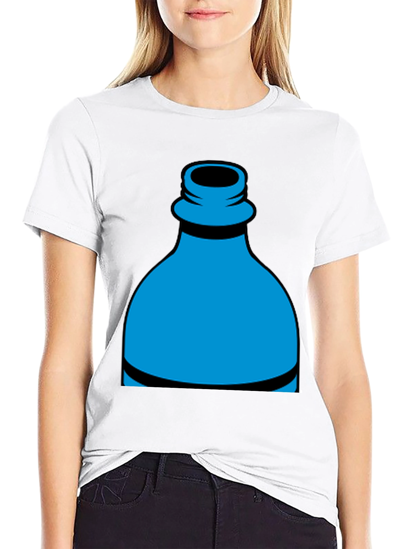 Blue Bottle Graphic Tee - Casual Black T-Shirt