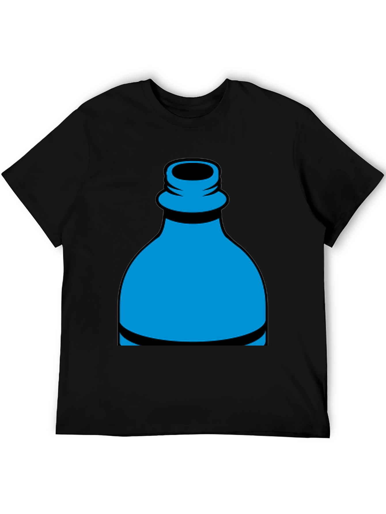 Blue Bottle Graphic Tee - Casual Black T-Shirt