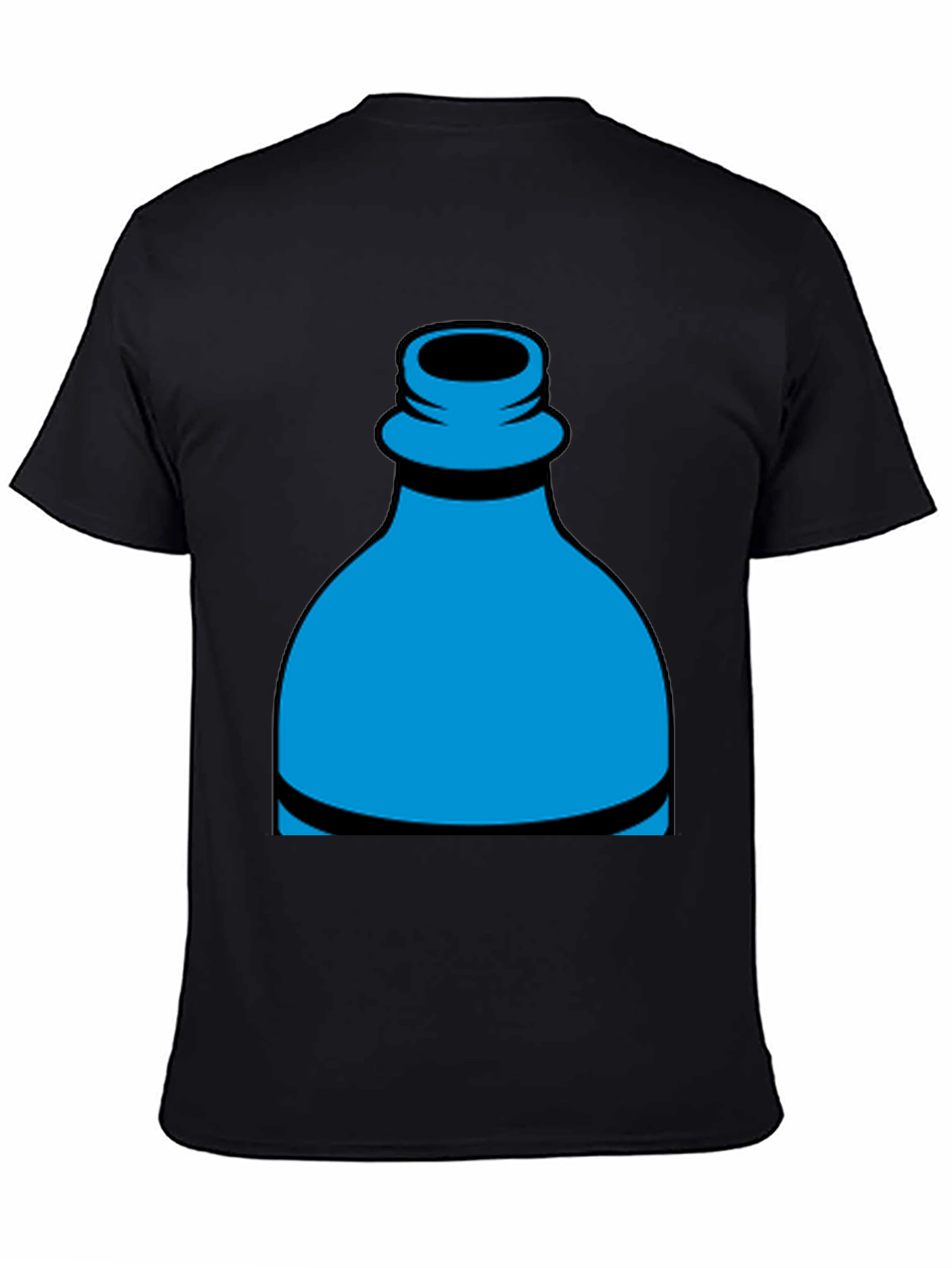 Blue Bottle Graphic Tee - Casual Black T-Shirt