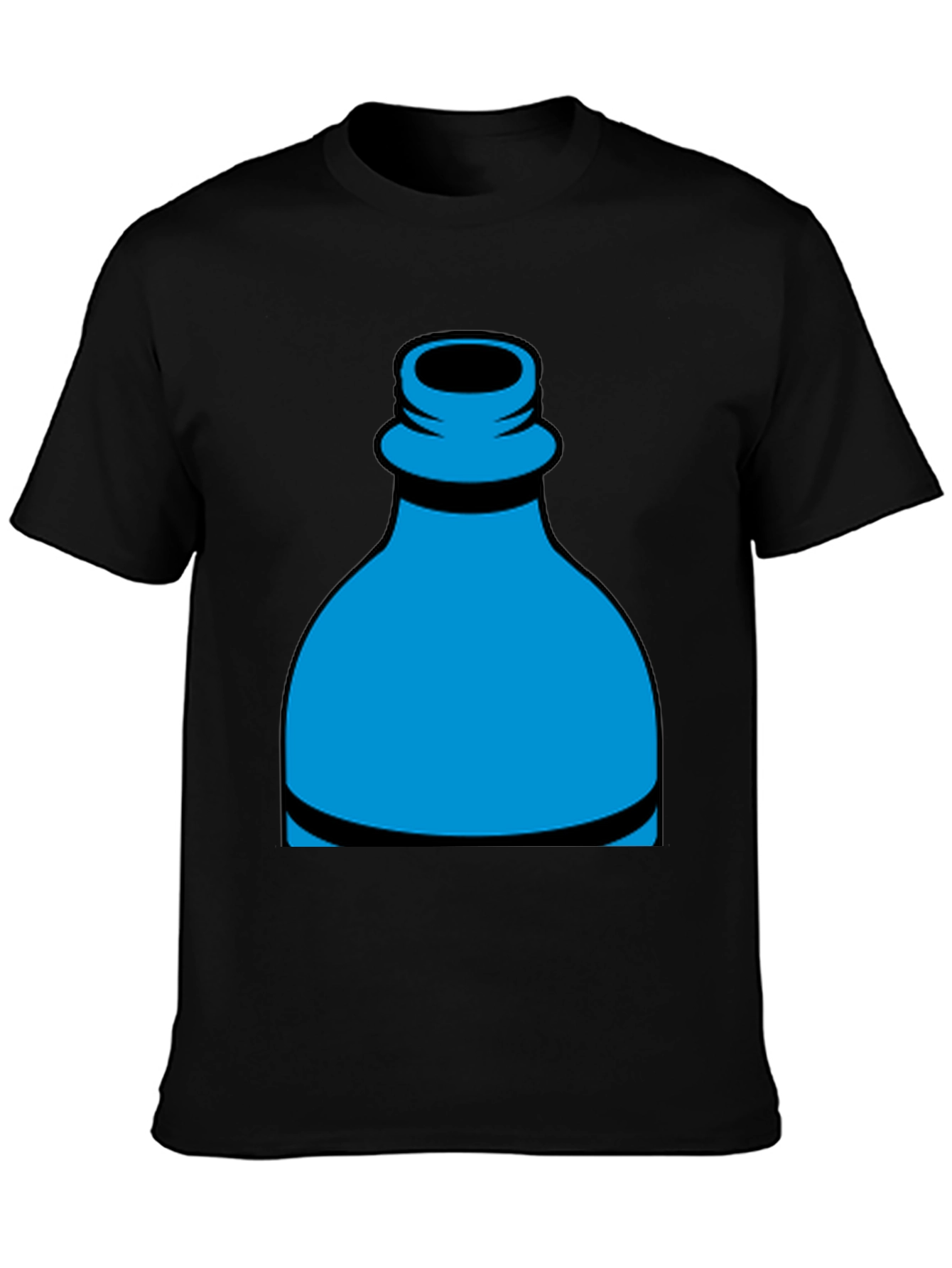Blue Bottle Graphic Tee - Casual Black T-Shirt