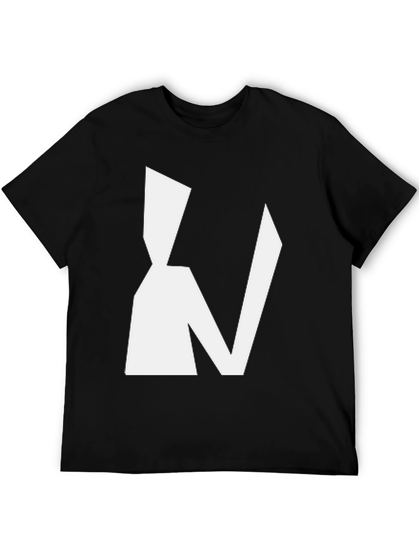 Abstract White Graphic Print Black T-Shirt