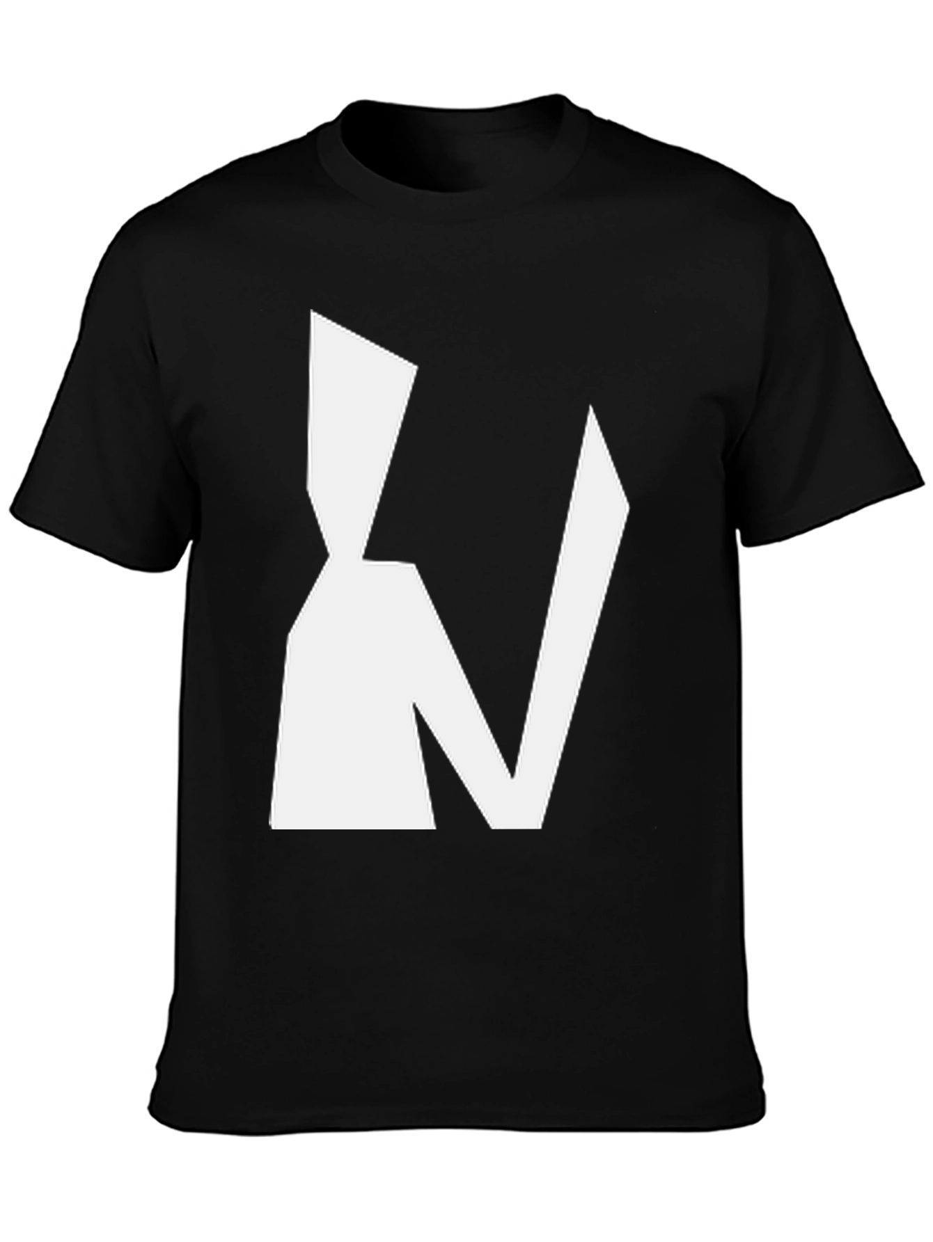 Abstract White Graphic Print Black T-Shirt