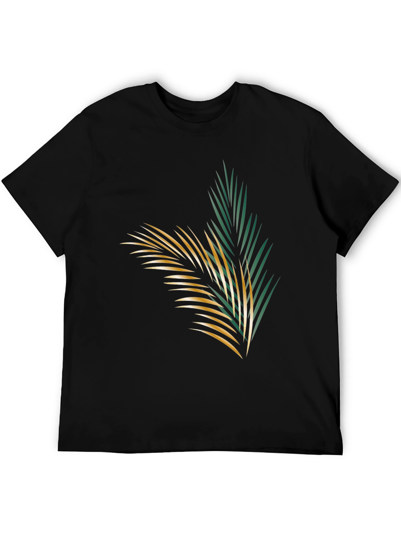 Tropical Palm Leaf Graphic Black T-Shirt