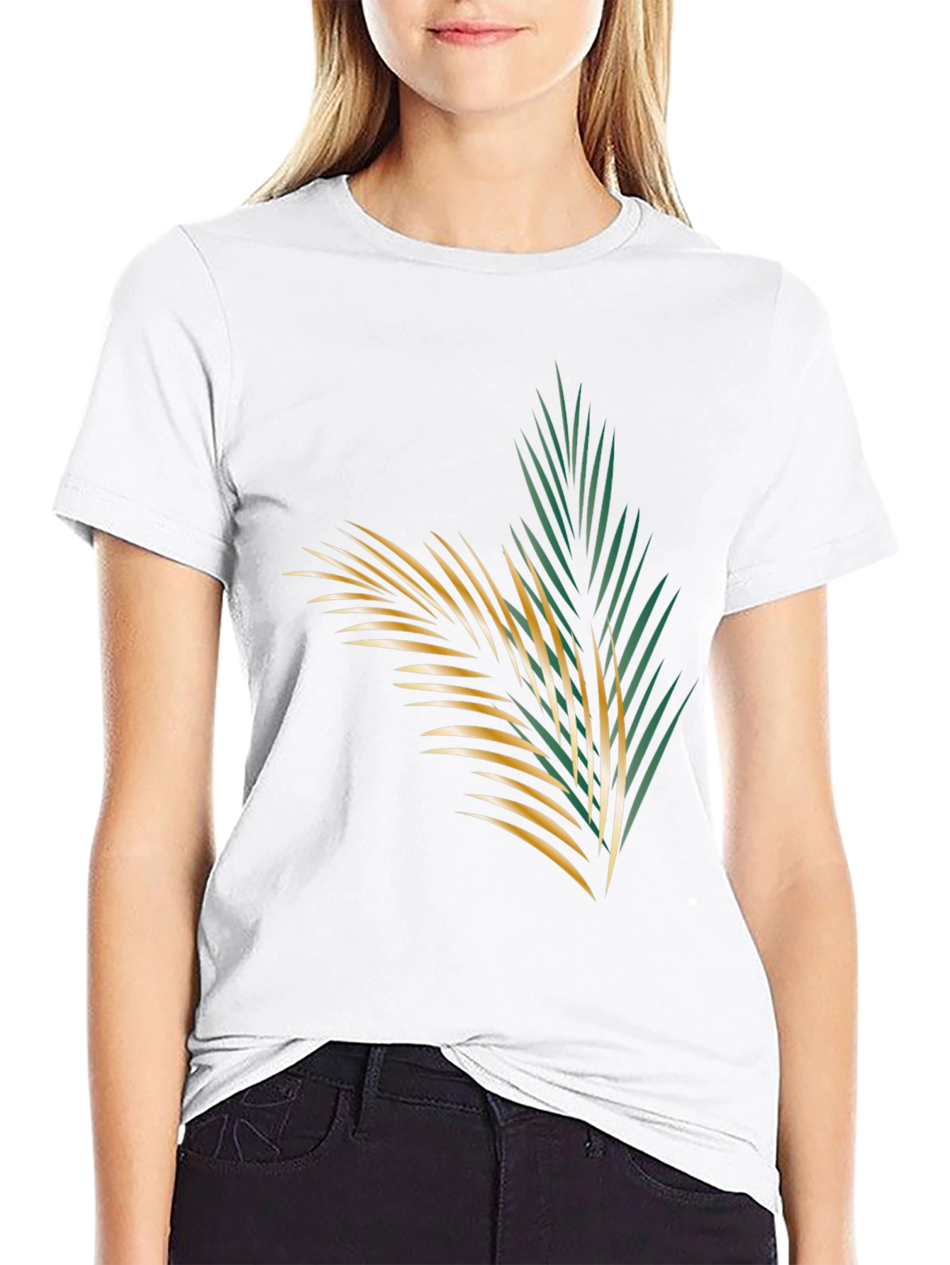 Tropical Palm Leaf Graphic Black T-Shirt
