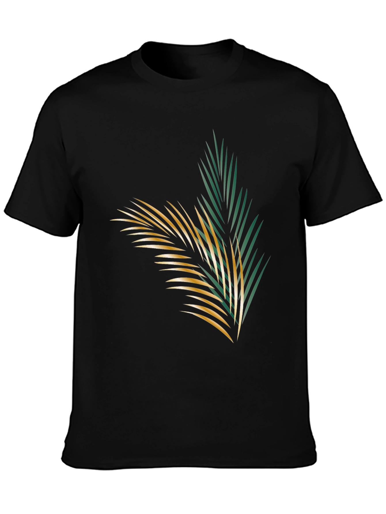 Tropical Palm Leaf Graphic Black T-Shirt
