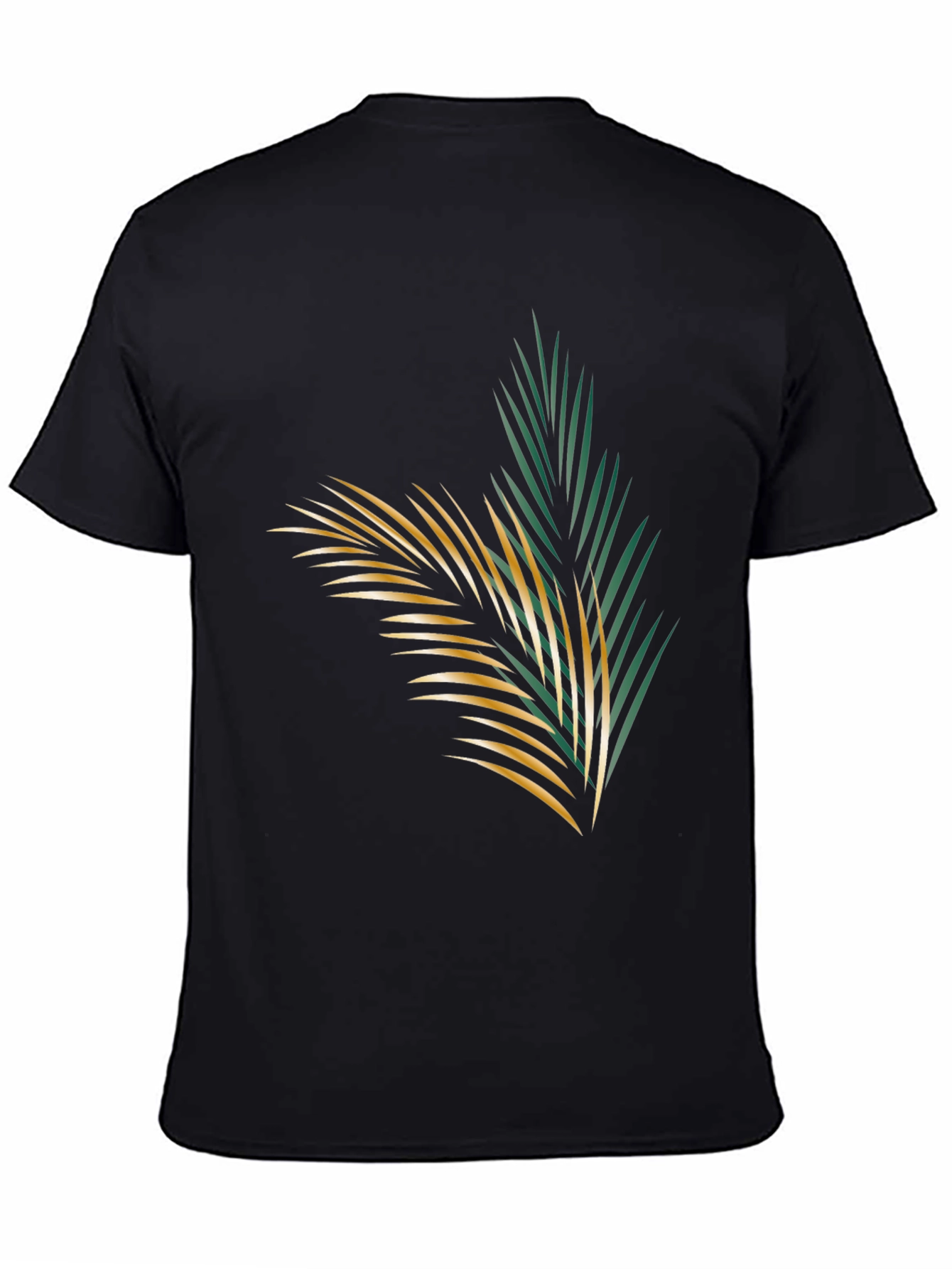 Tropical Palm Leaf Graphic Black T-Shirt
