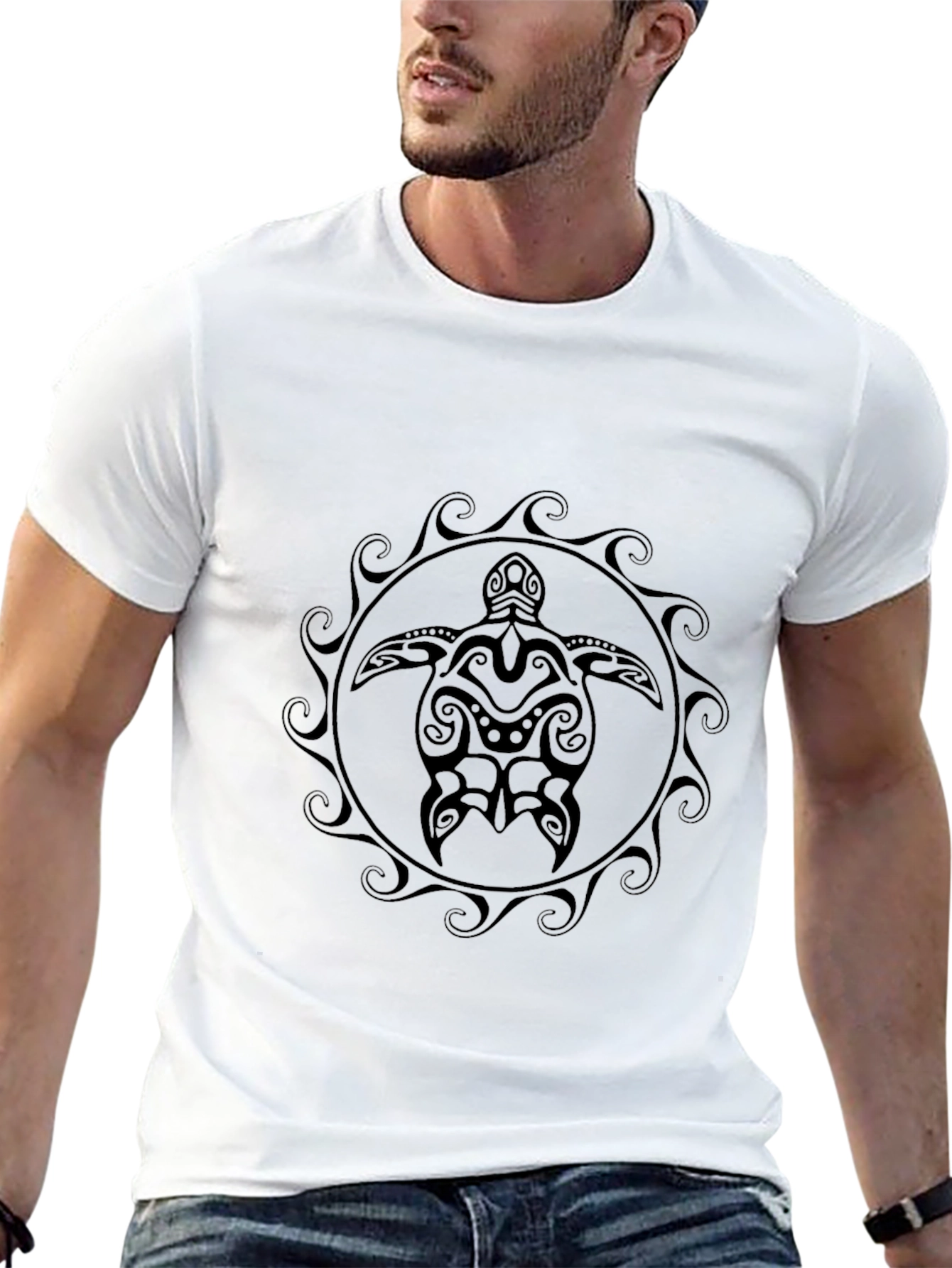 Tribal Turtle Graphic Tee - Black