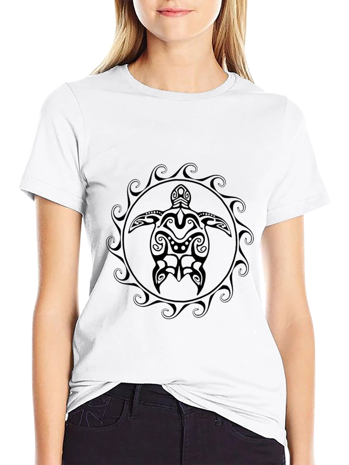 Tribal Turtle Graphic Tee - Black