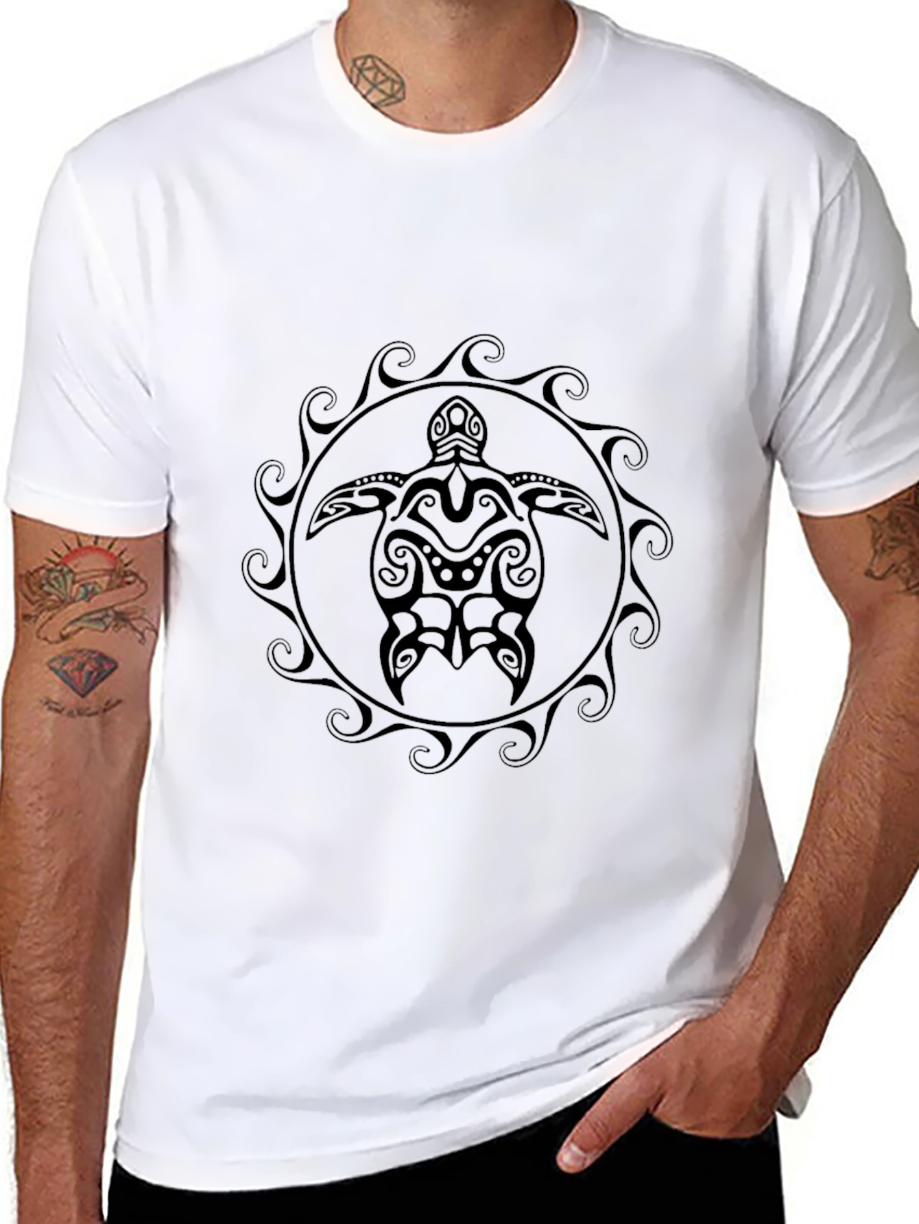 Tribal Turtle Graphic Tee - Black