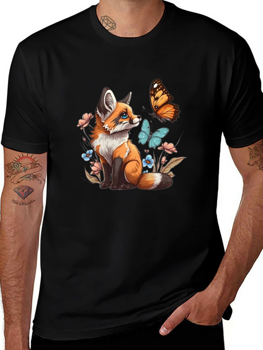 Fox and Butterfly Graphic Tee