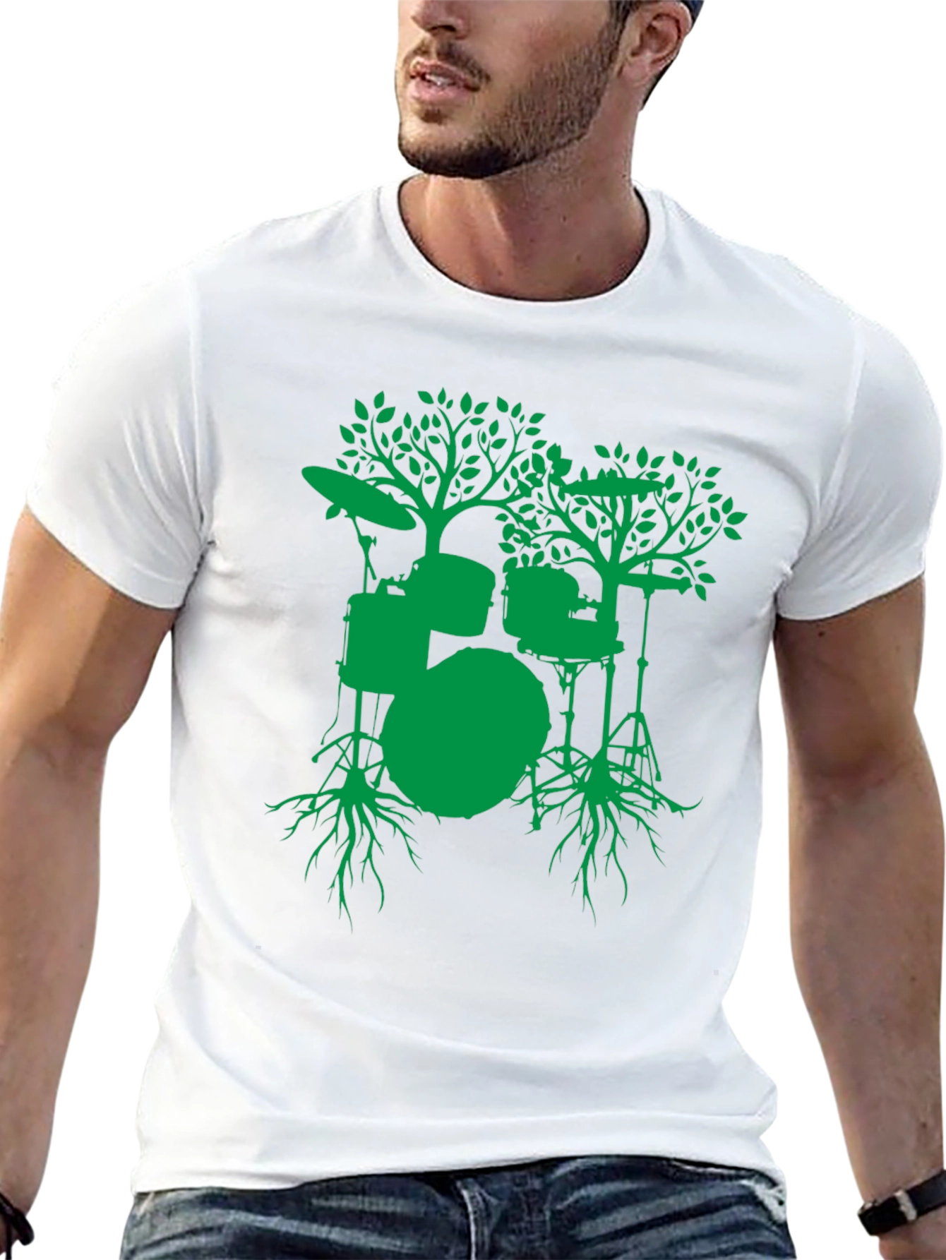 Drum Set Tree Graphic Tee - Musician T-Shirt