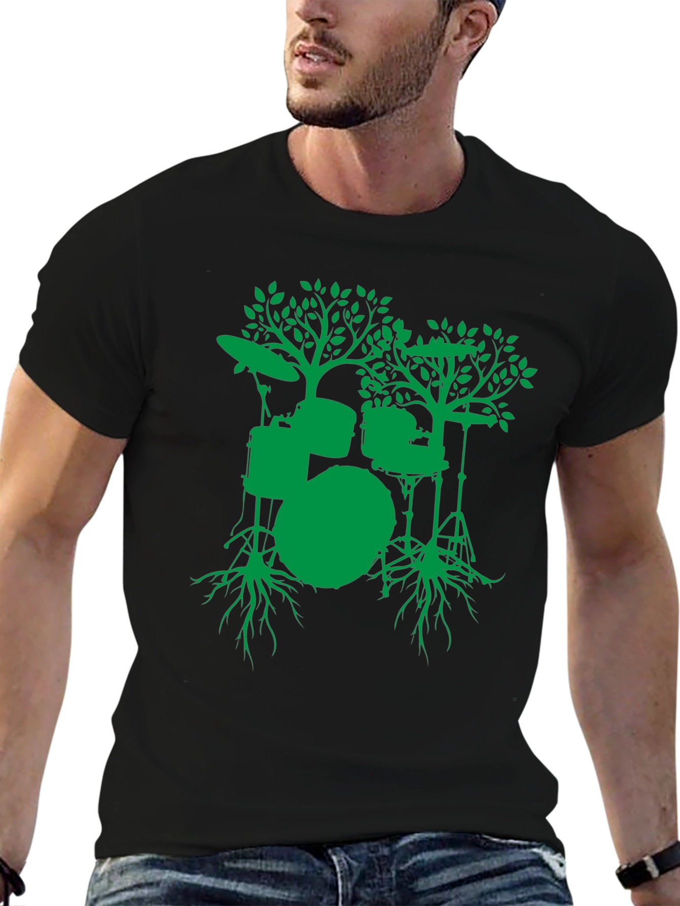 Drum Set Tree Graphic Tee - Musician T-Shirt
