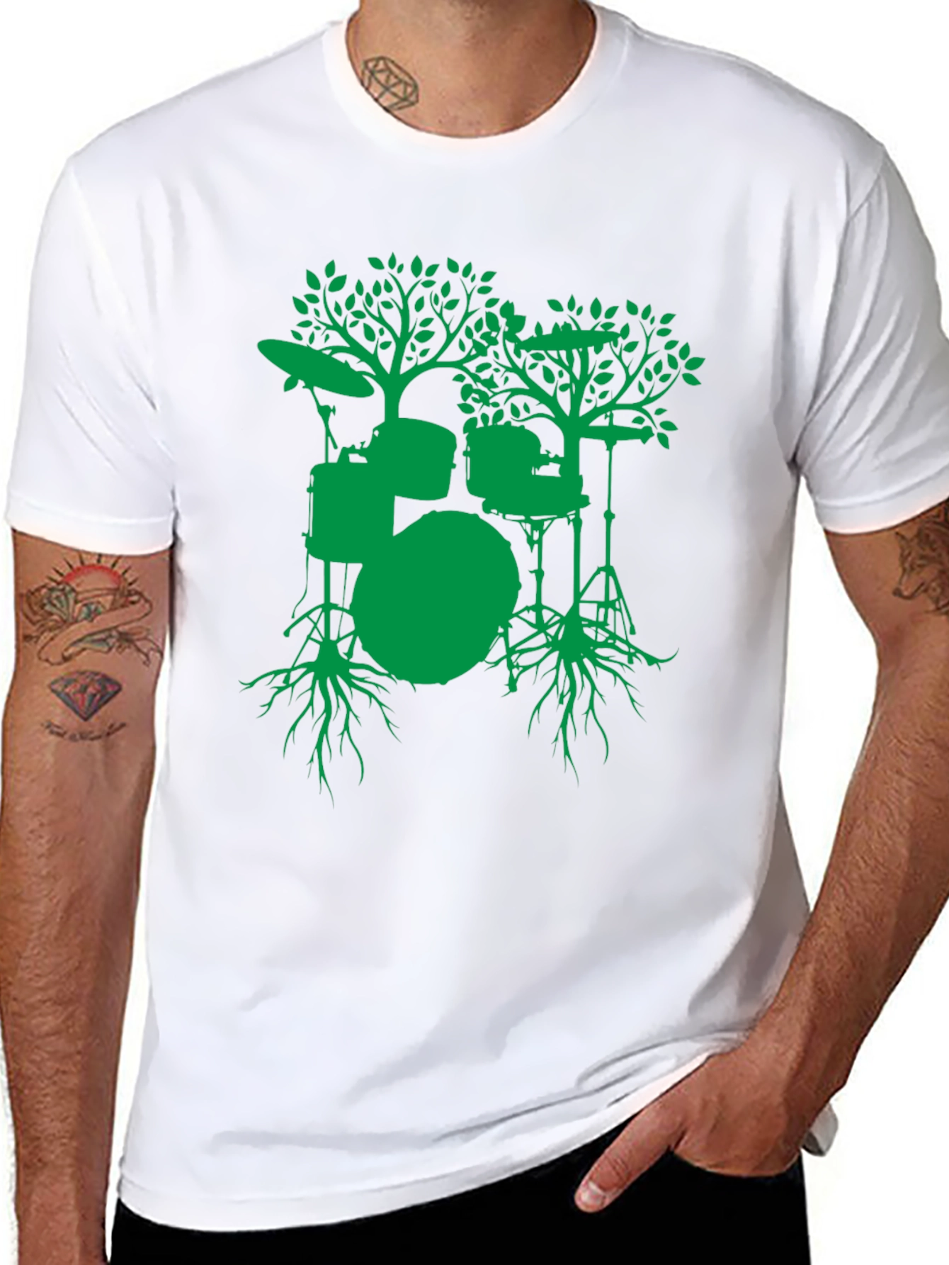Drum Set Tree Graphic Tee - Musician T-Shirt