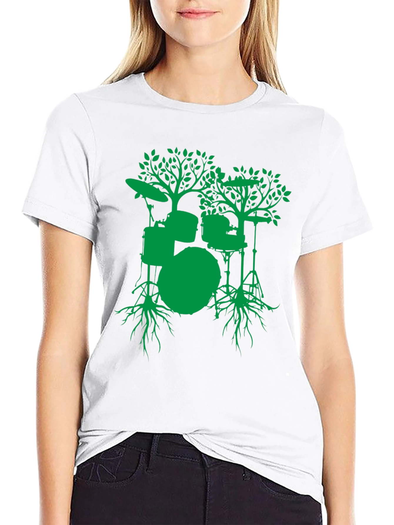 Drum Set Tree Graphic Tee - Musician T-Shirt