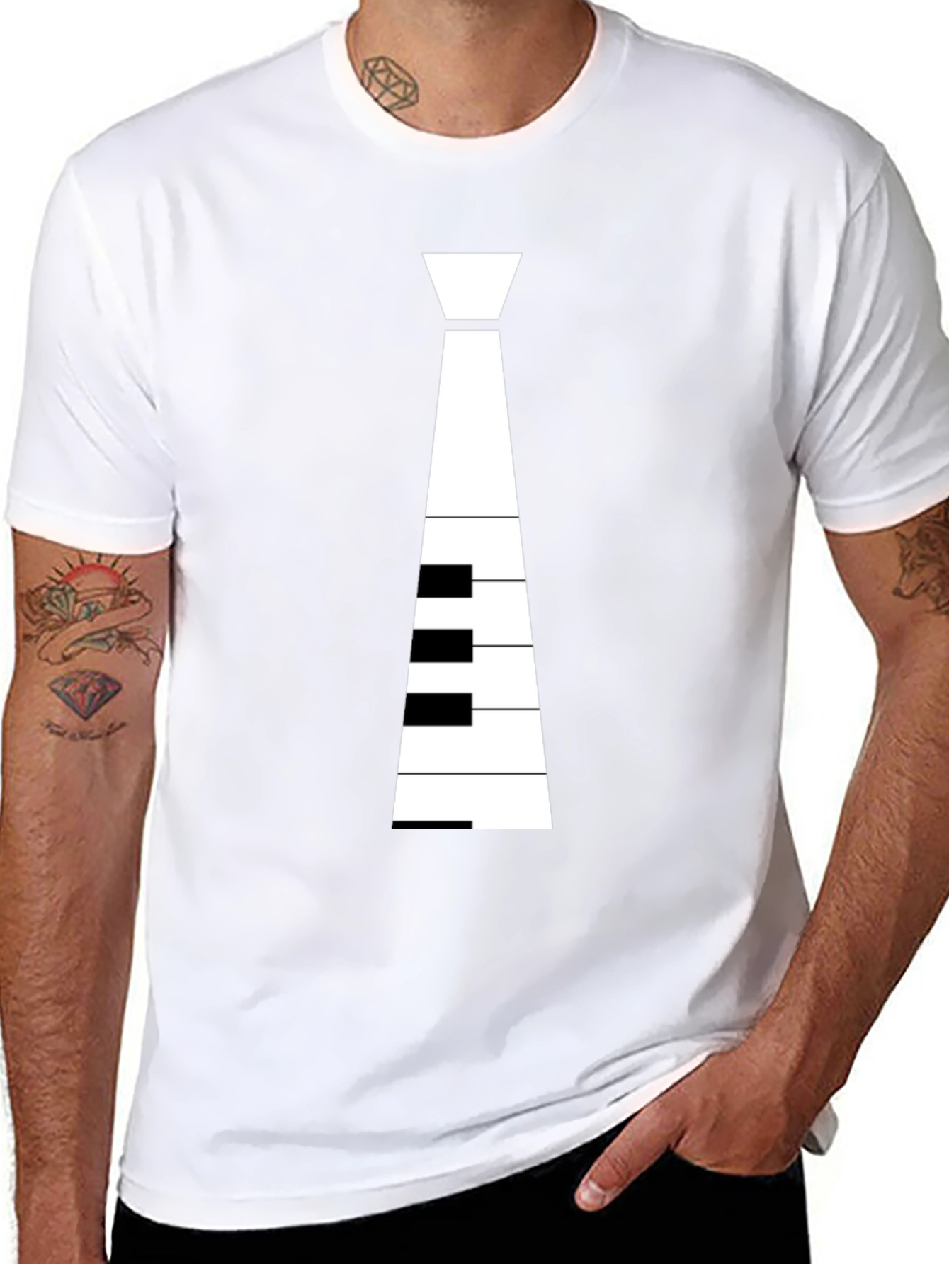 Piano Tie Graphic T-Shirt - Music Lovers Tee