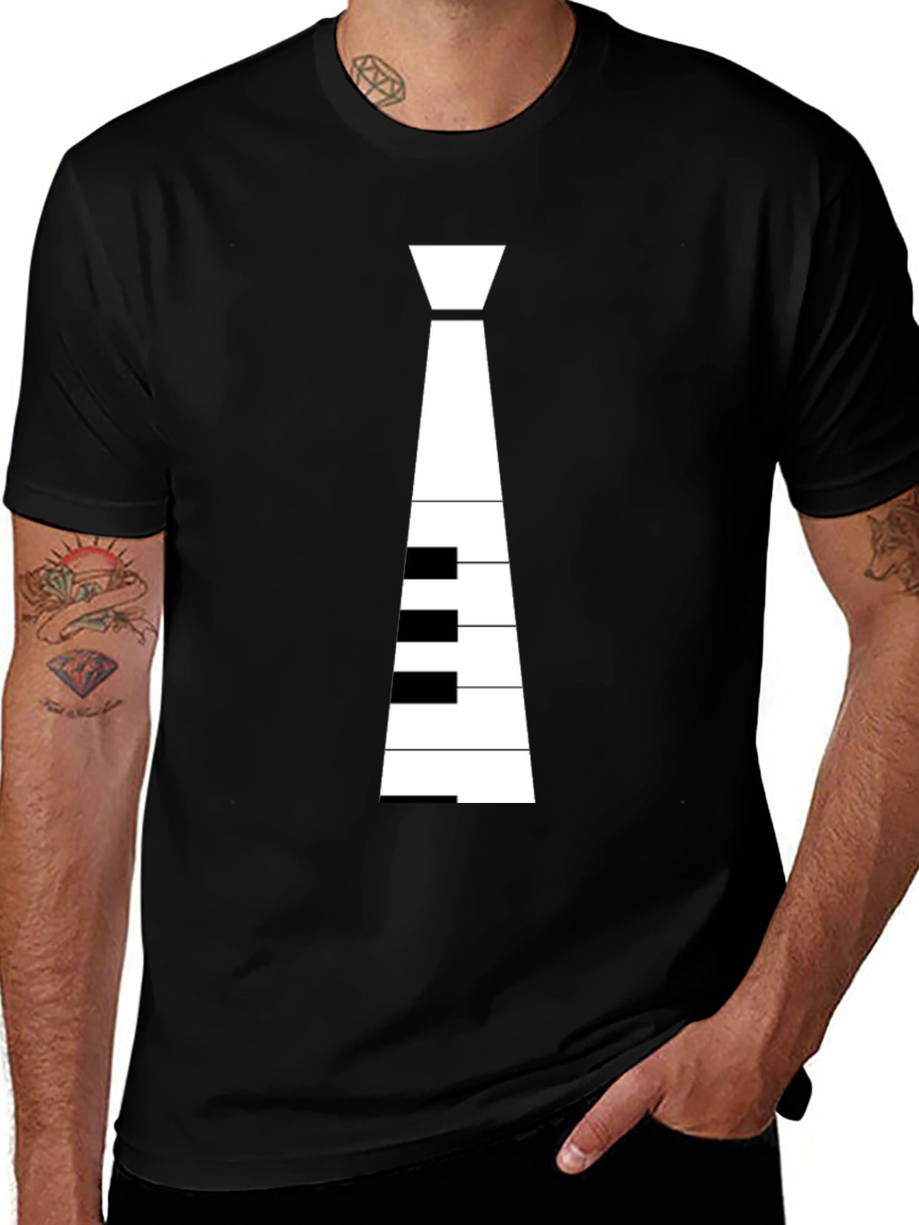 Piano Tie Graphic T-Shirt - Music Lovers Tee