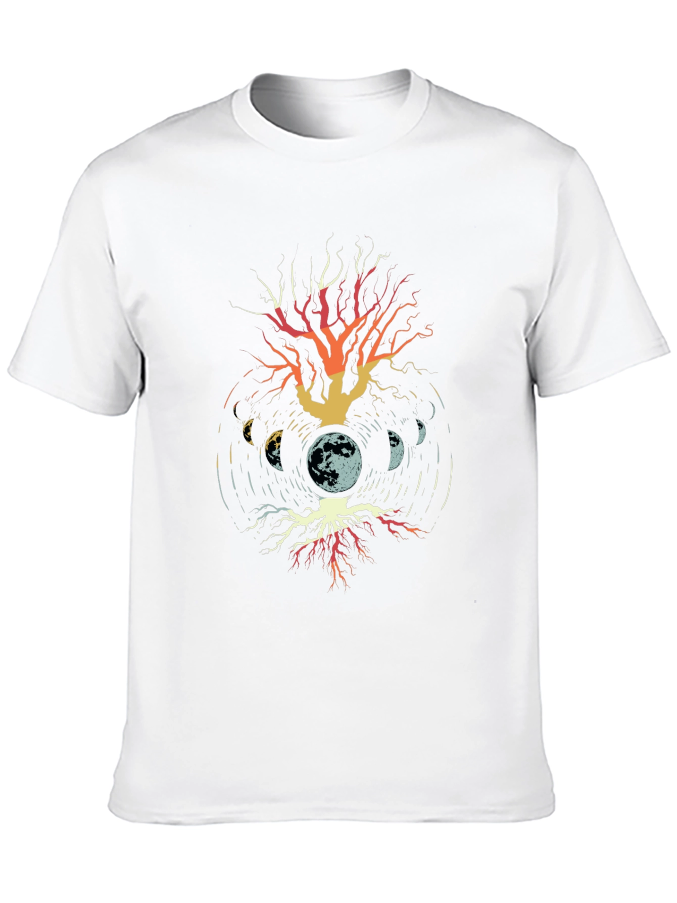 Moon Phases Tree Graphic T-Shirt - Black