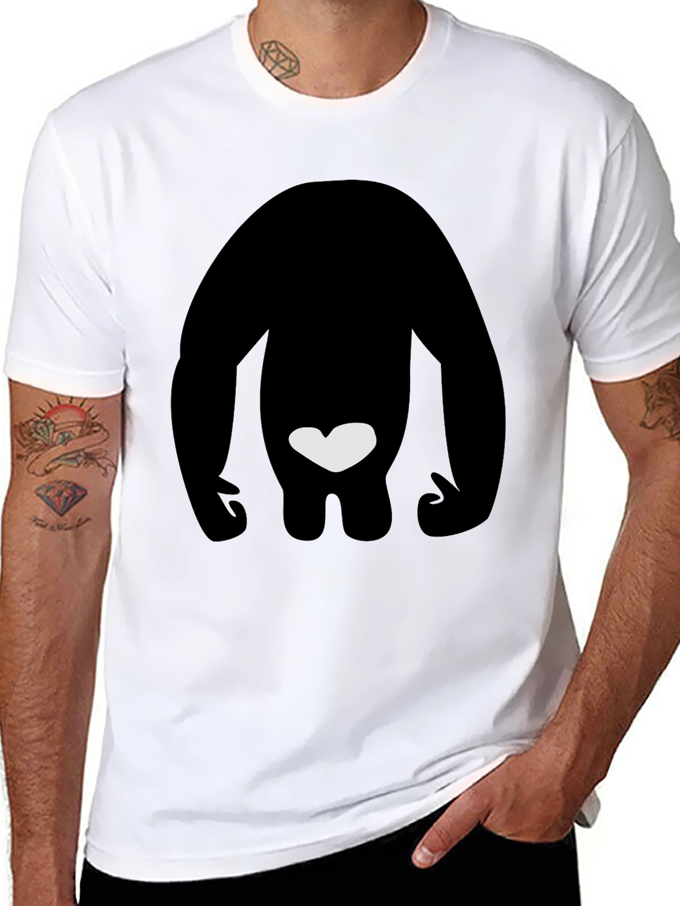 Black T-Shirt with Silhouette & Heart