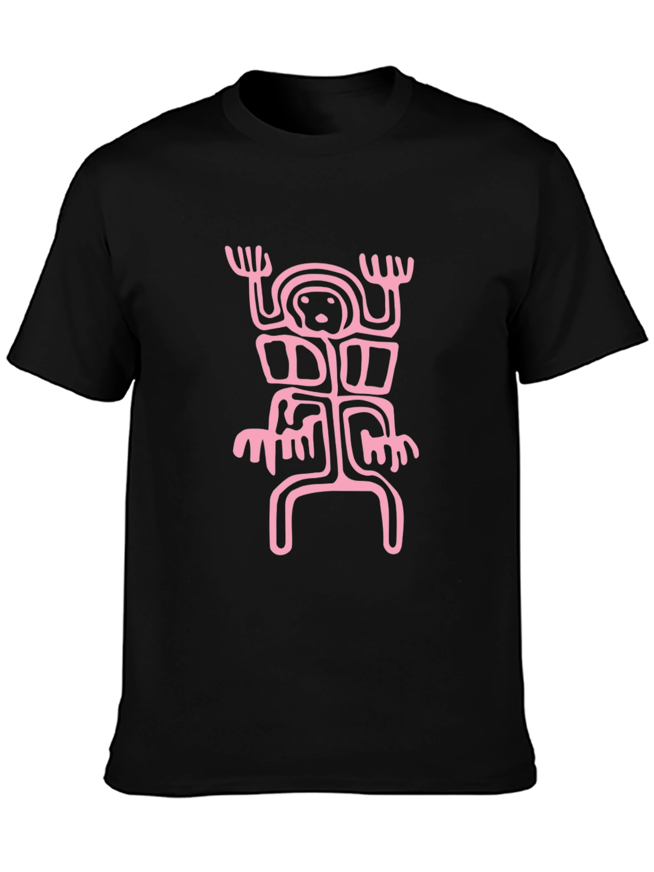 Abstract Pink Graphic Black T-Shirt