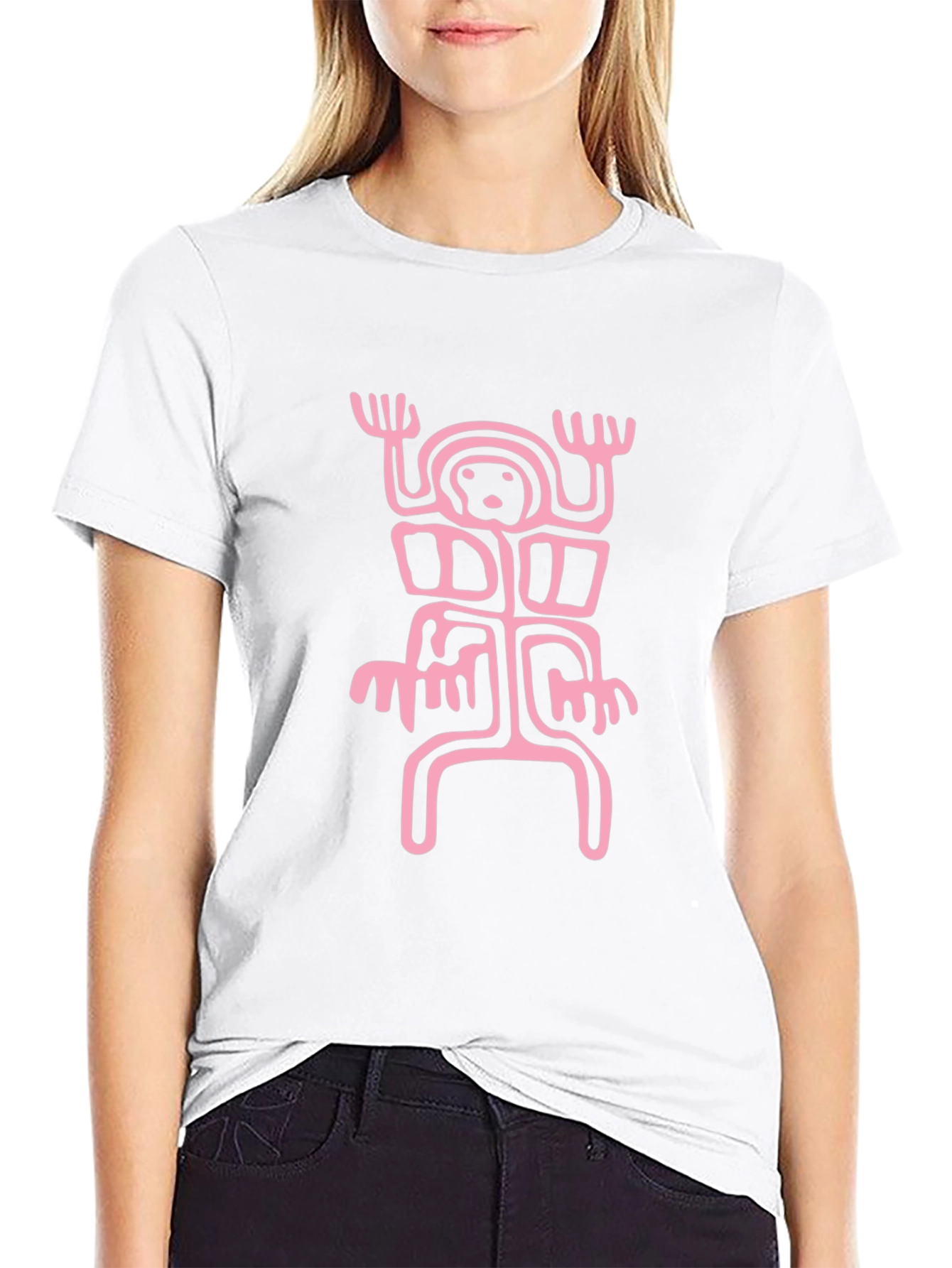 Abstract Pink Graphic Black T-Shirt