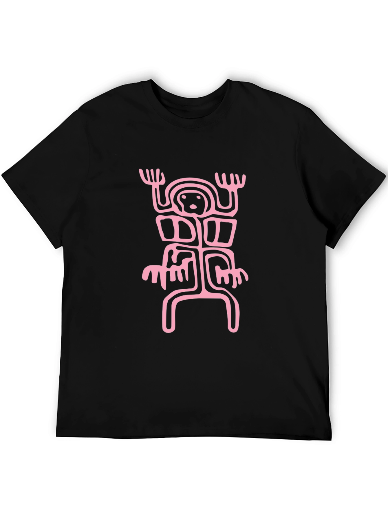 Abstract Pink Graphic Black T-Shirt
