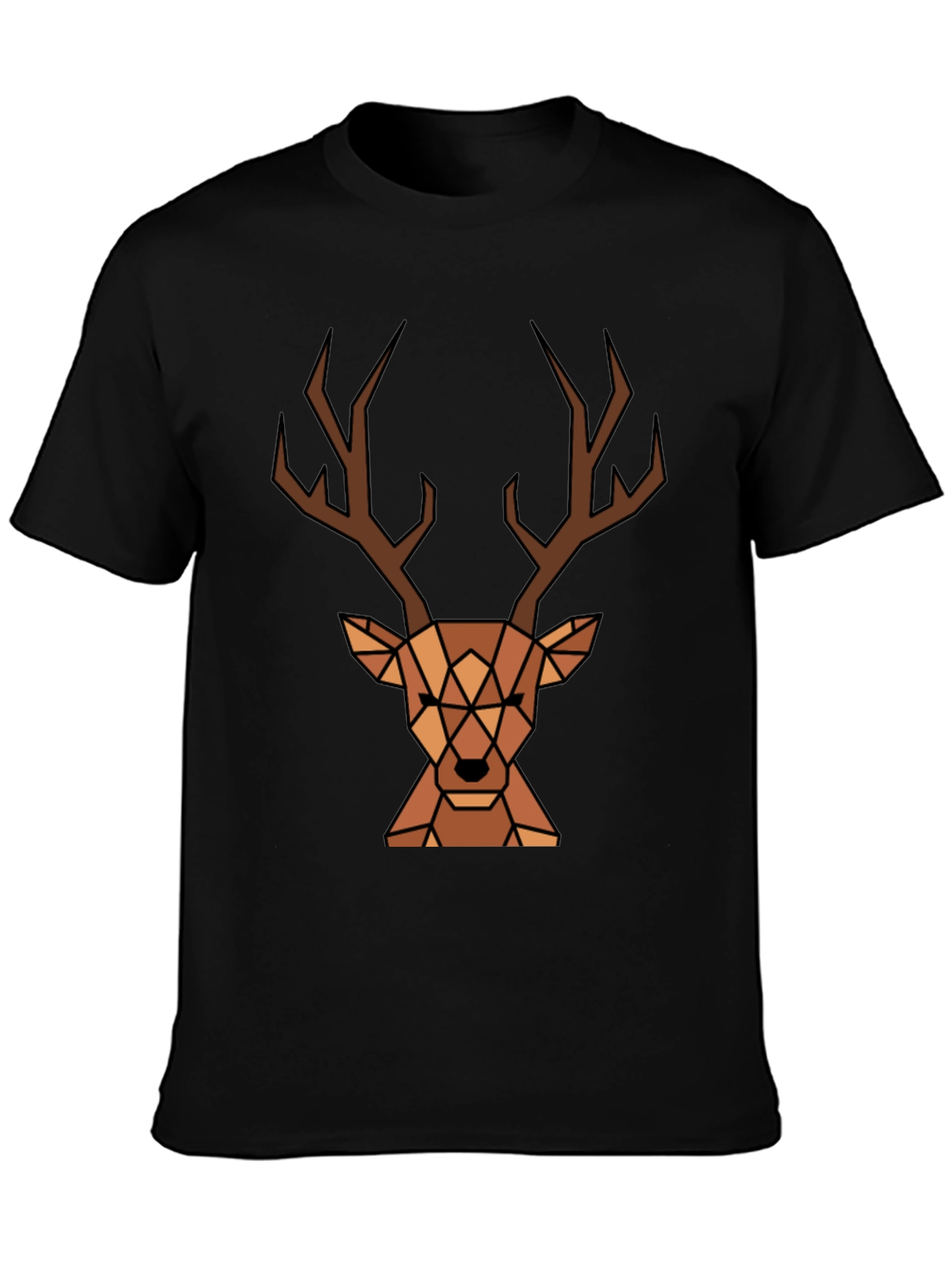 Geometric Deer Graphic Tee - Black T-Shirt