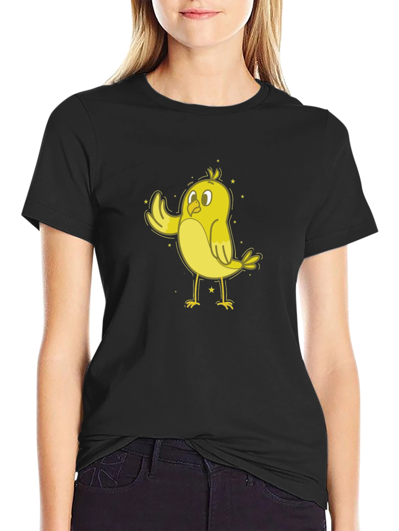 Cheerful Chick T-Shirt - Black Cotton Tee