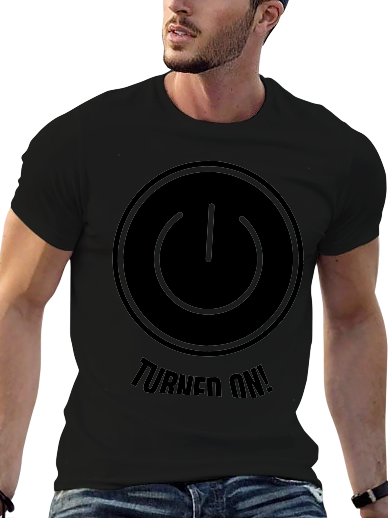 Turned On Power Button Graphic Tee - Black