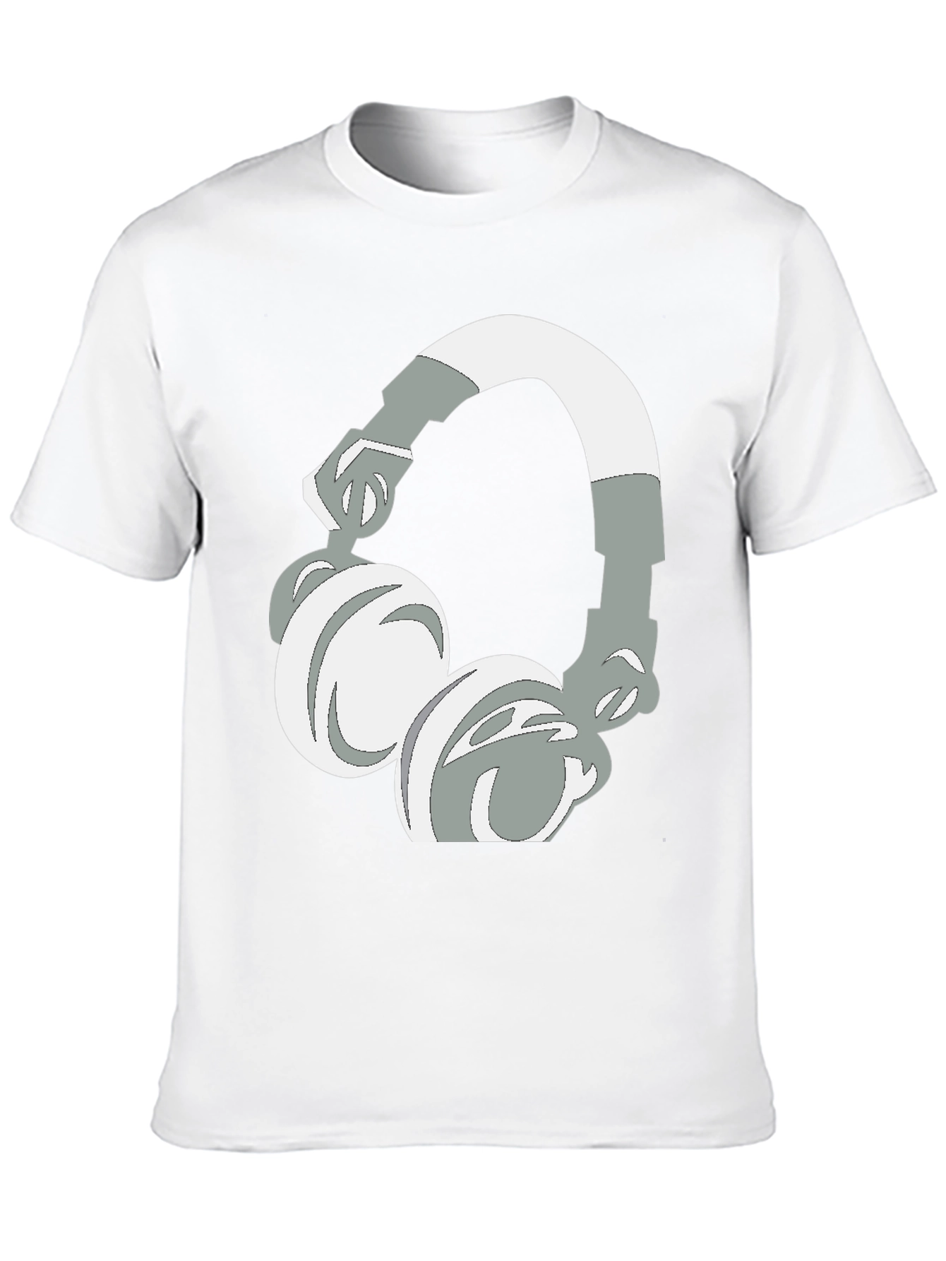 Black T-Shirt with Headphones Graphic
