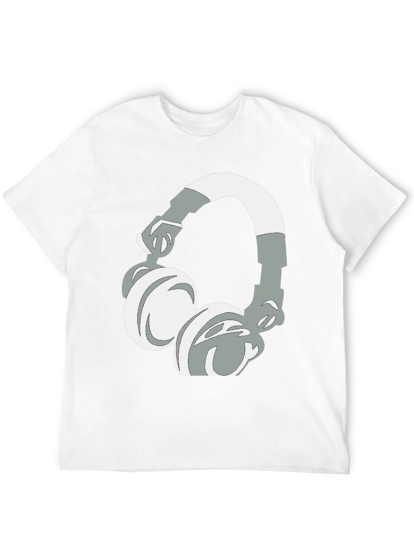 Black T-Shirt with Headphones Graphic