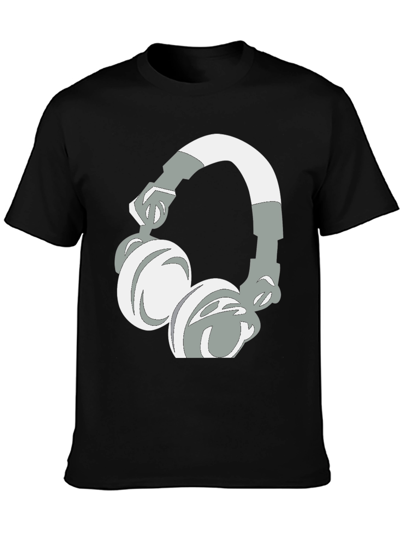 Black T-Shirt with Headphones Graphic