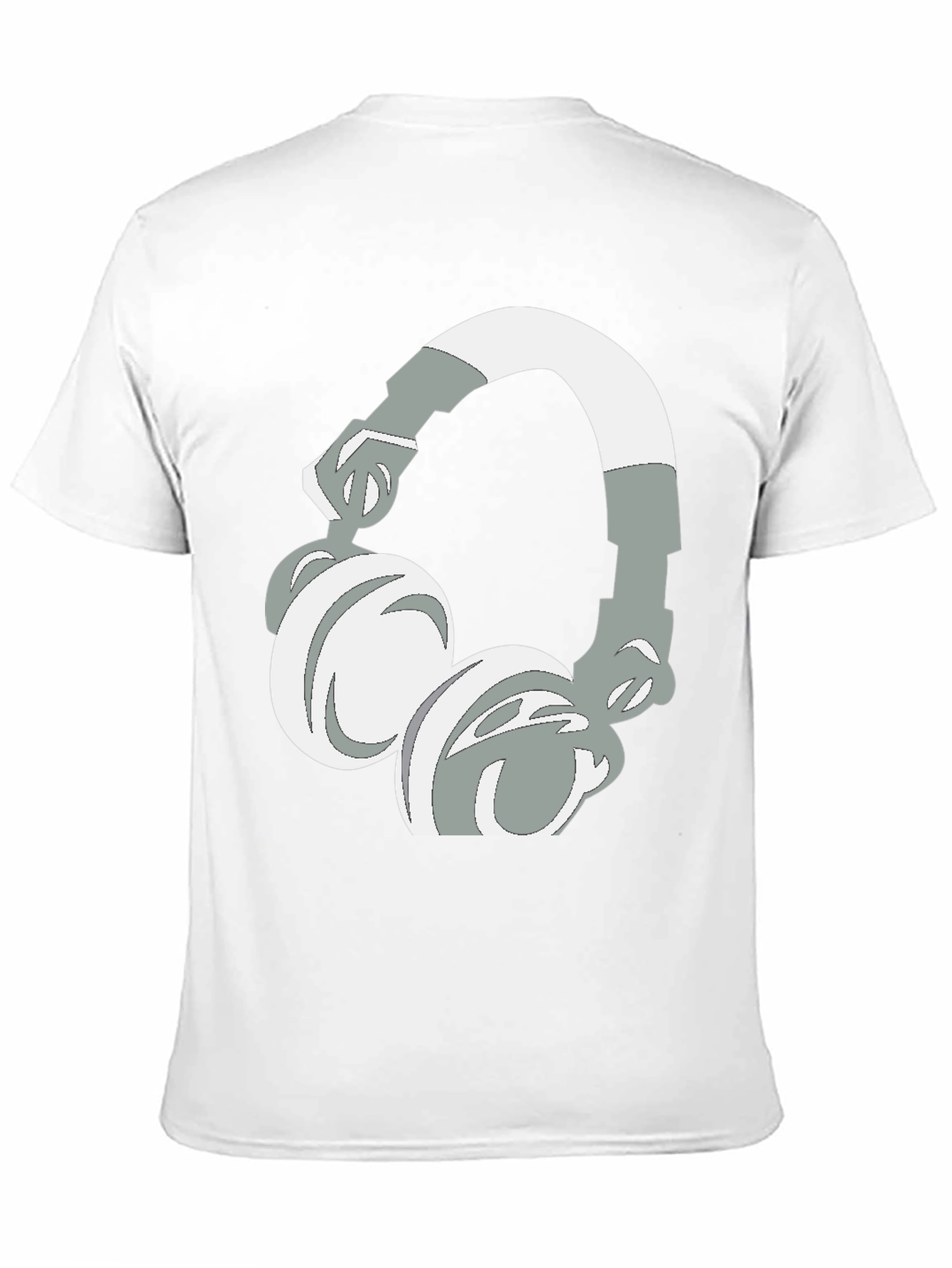Black T-Shirt with Headphones Graphic