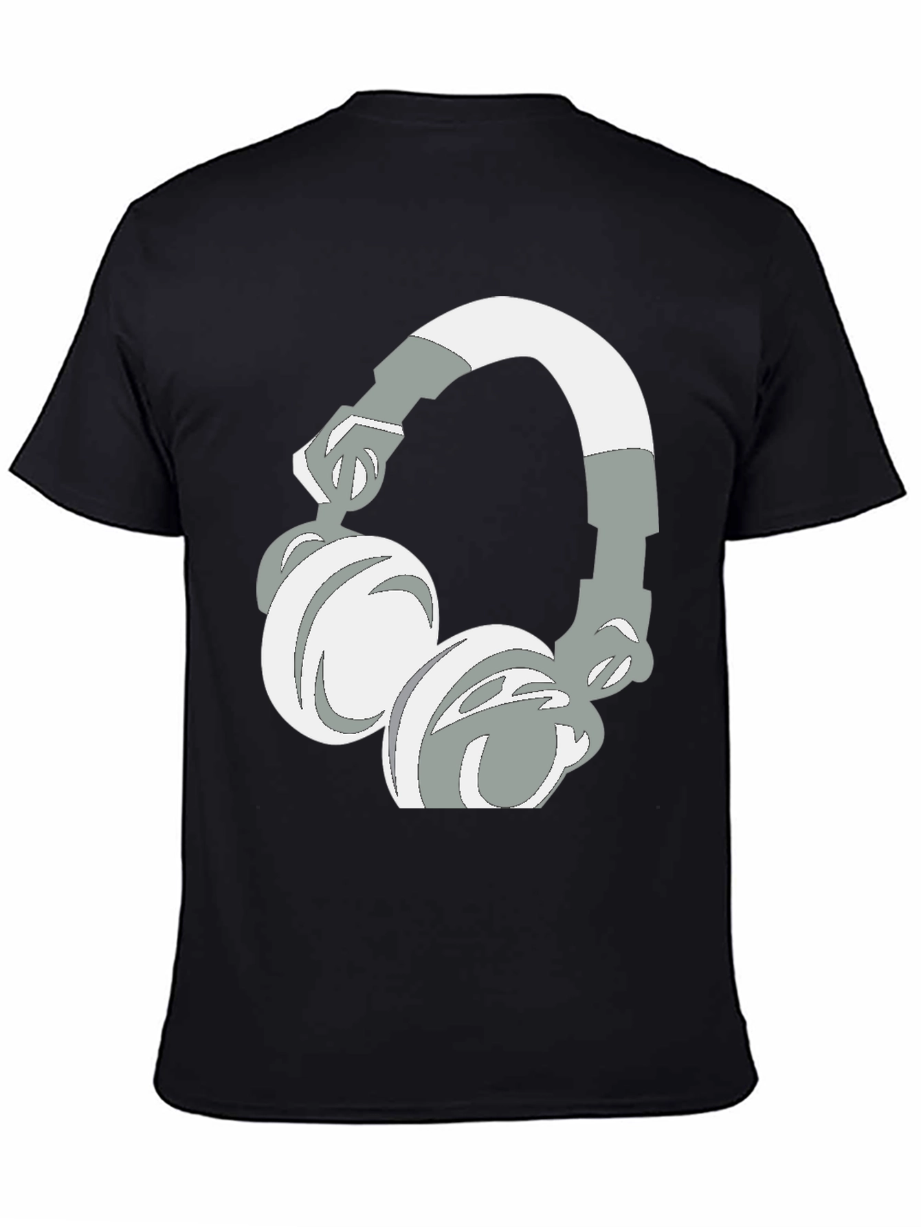 Black T-Shirt with Headphones Graphic