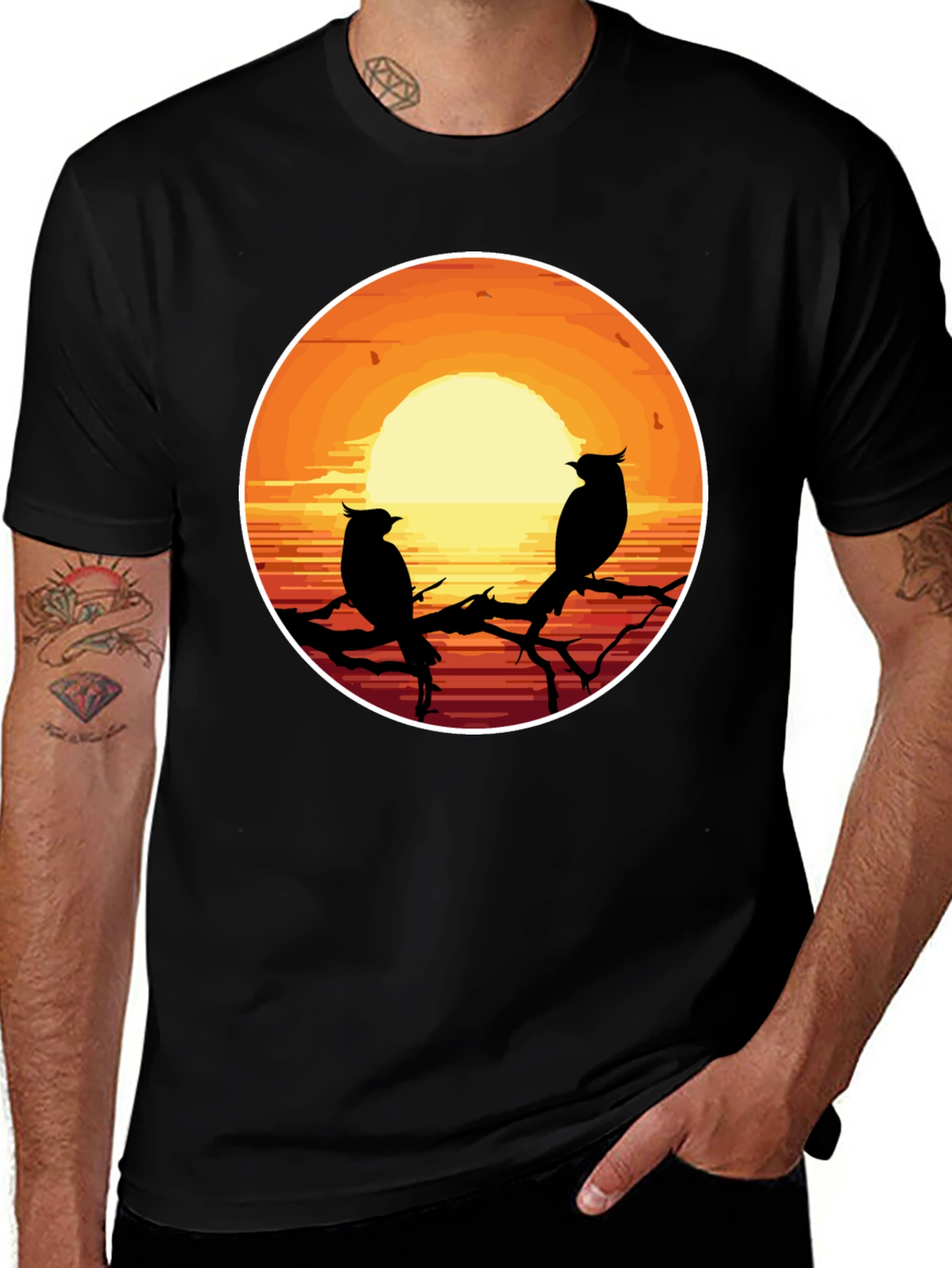 Sunset Birds Graphic T-Shirt