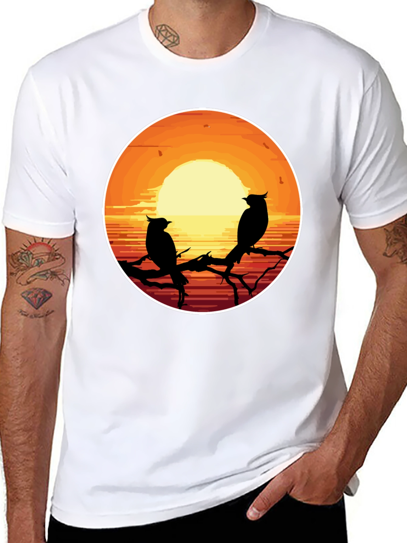 Sunset Birds Graphic T-Shirt