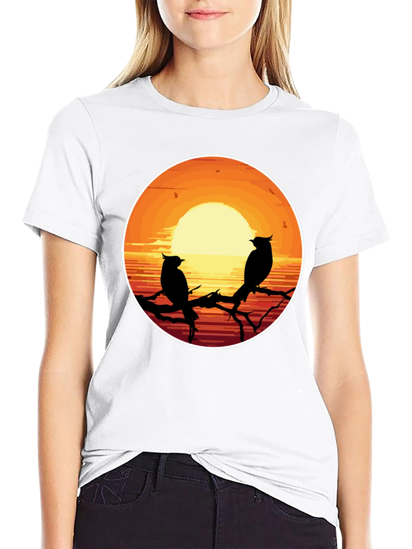 Sunset Birds Graphic T-Shirt