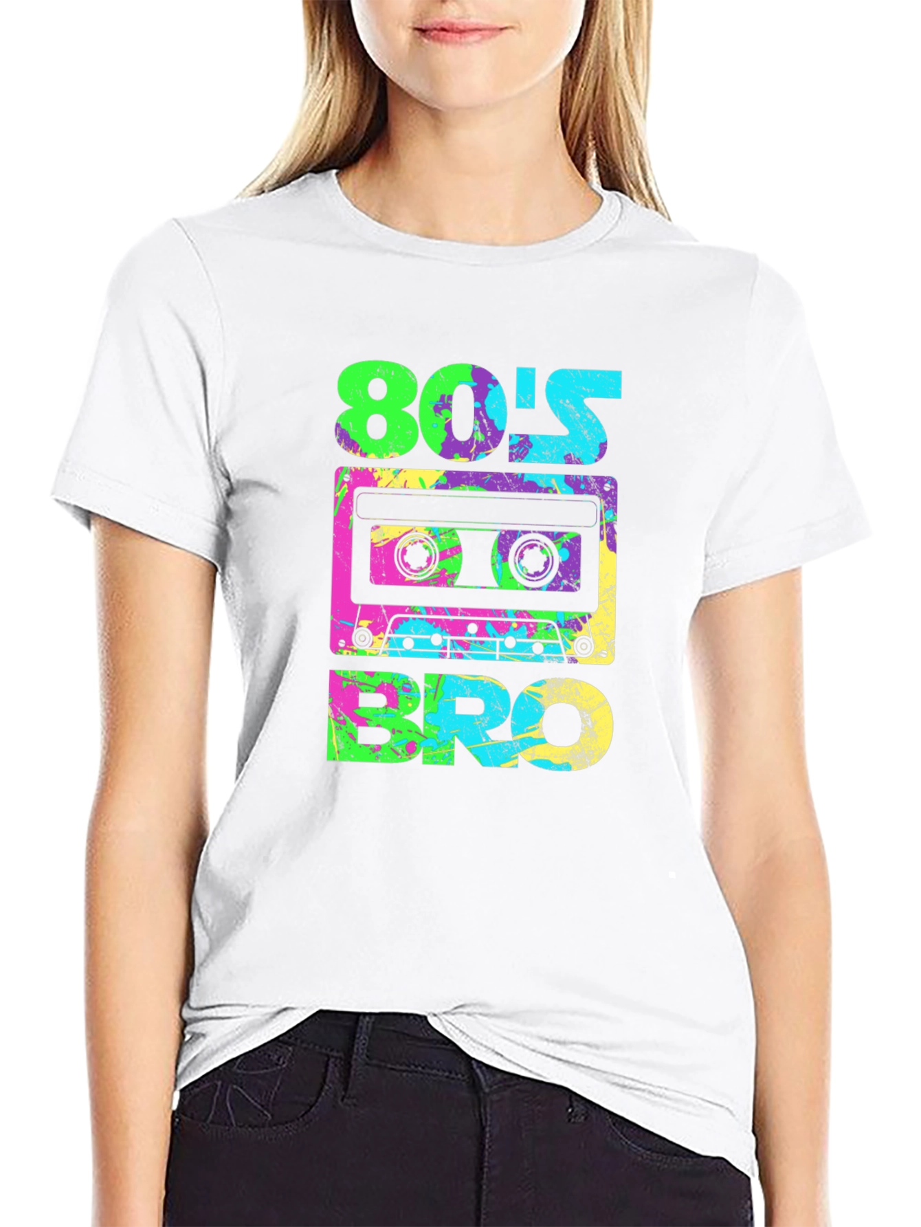 Retro 80s Bro Graphic Tee - Cassette Tape Design