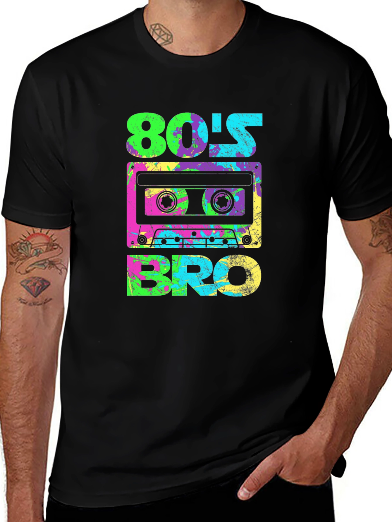 Retro 80s Bro Graphic Tee - Cassette Tape Design